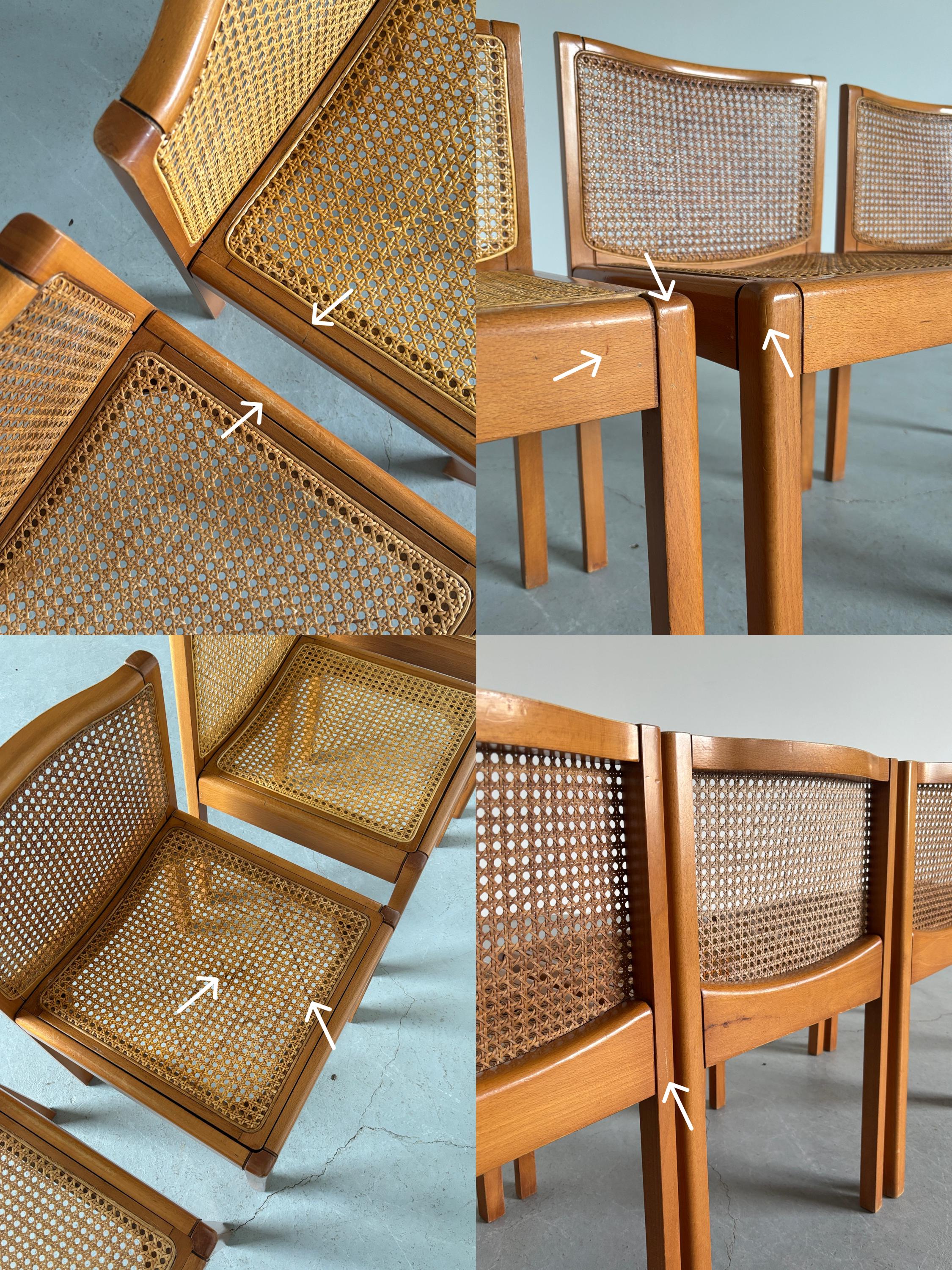 Elegant Wooden Chairs in Solid Beech and Cane