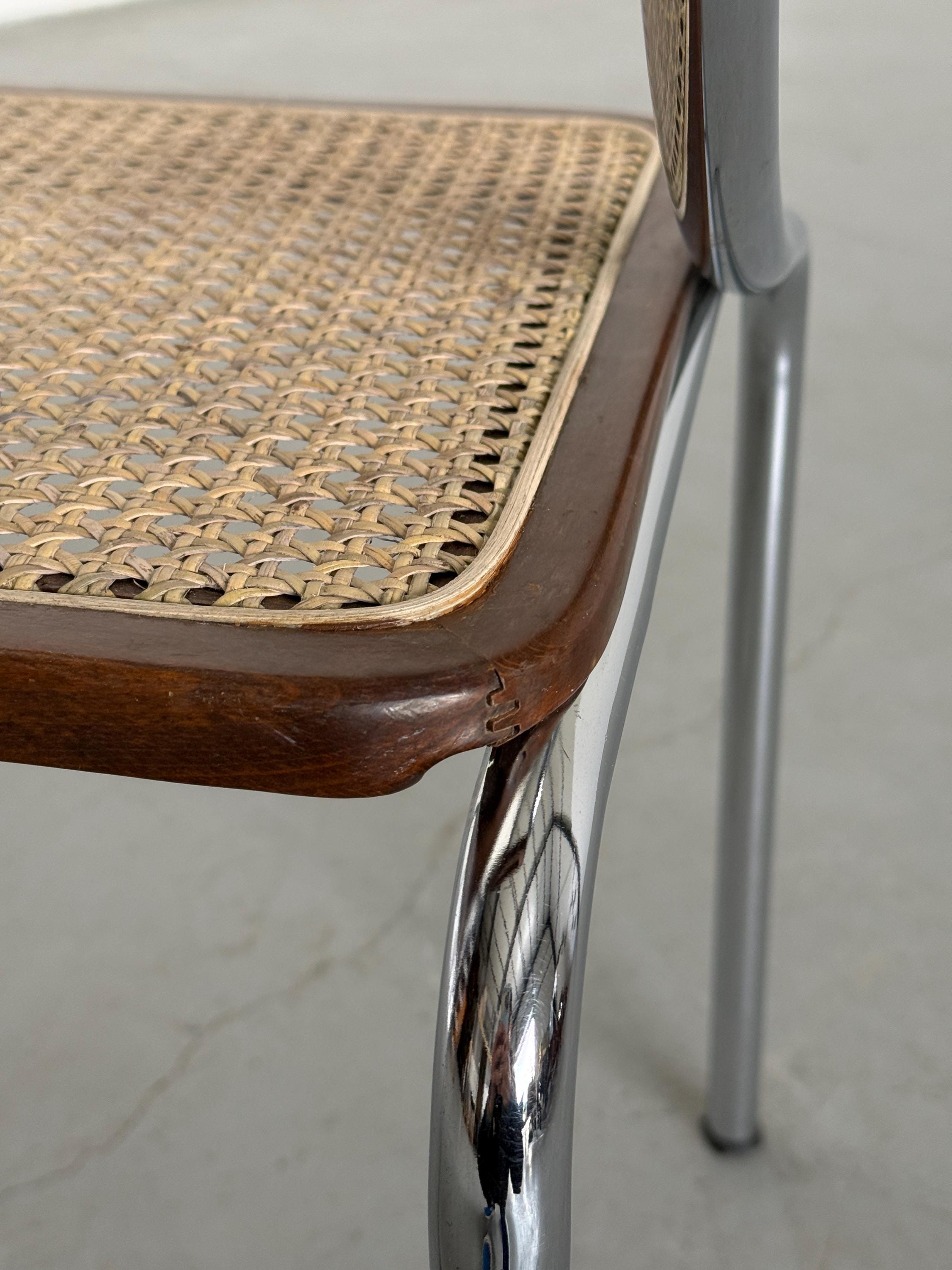 Dining Chair in Wood, Wickered Cane and Chrome