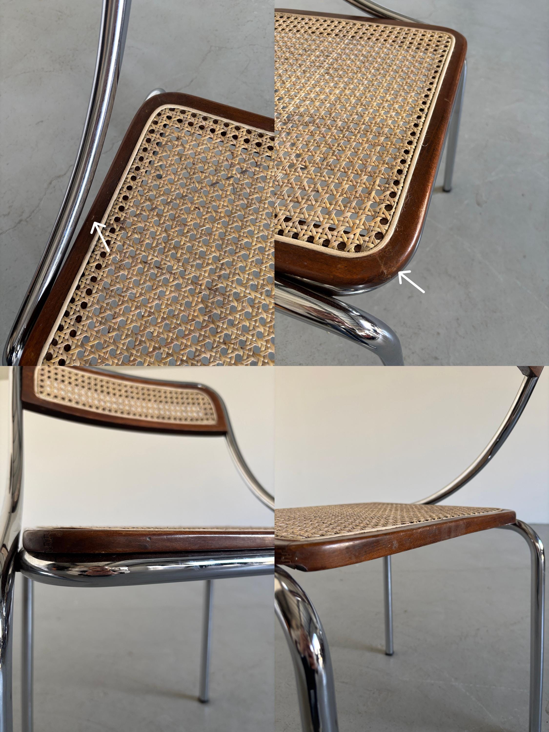 Dining Chair in Wood, Wickered Cane and Chrome