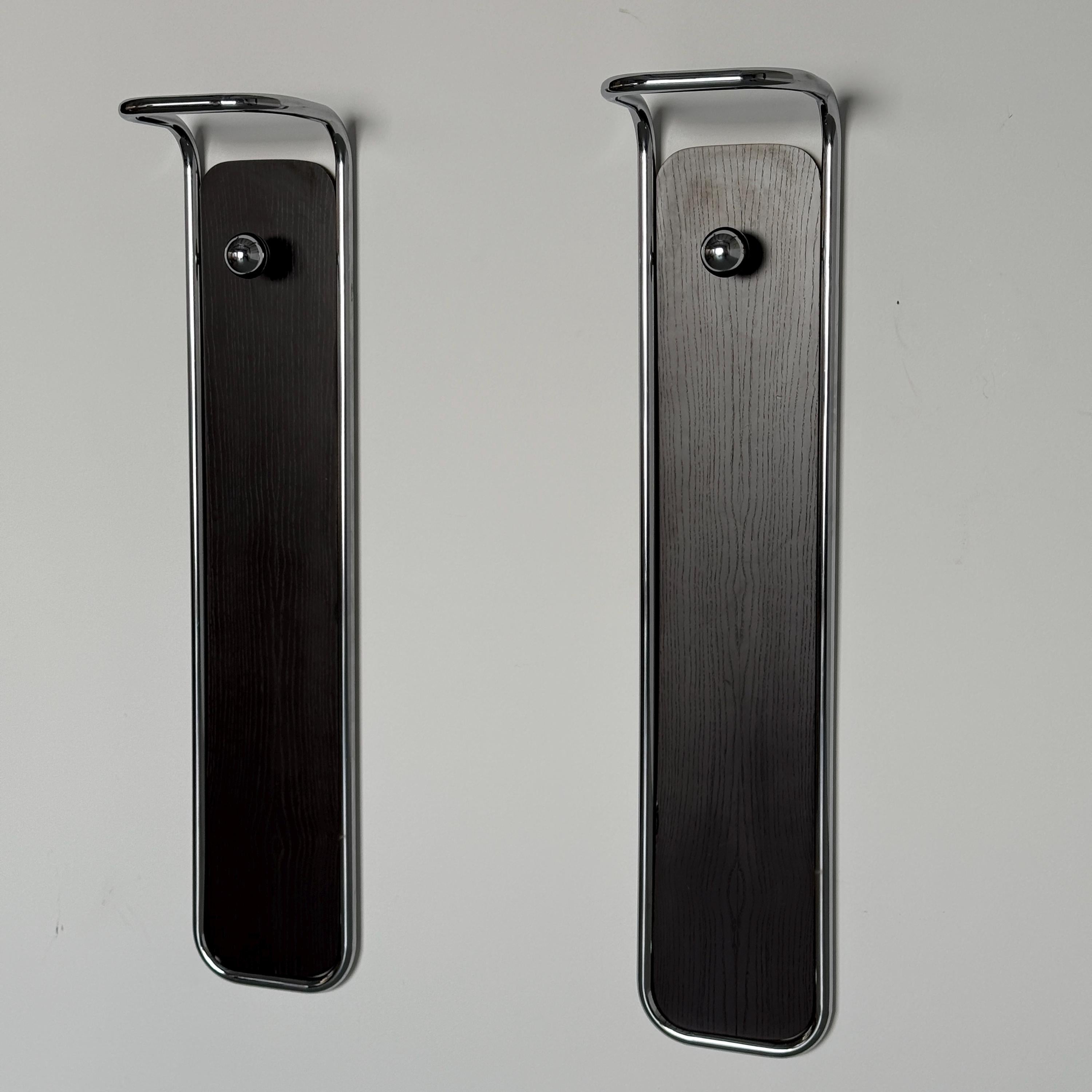 Wall-Mounted Coat Rack in Wood and Chrome