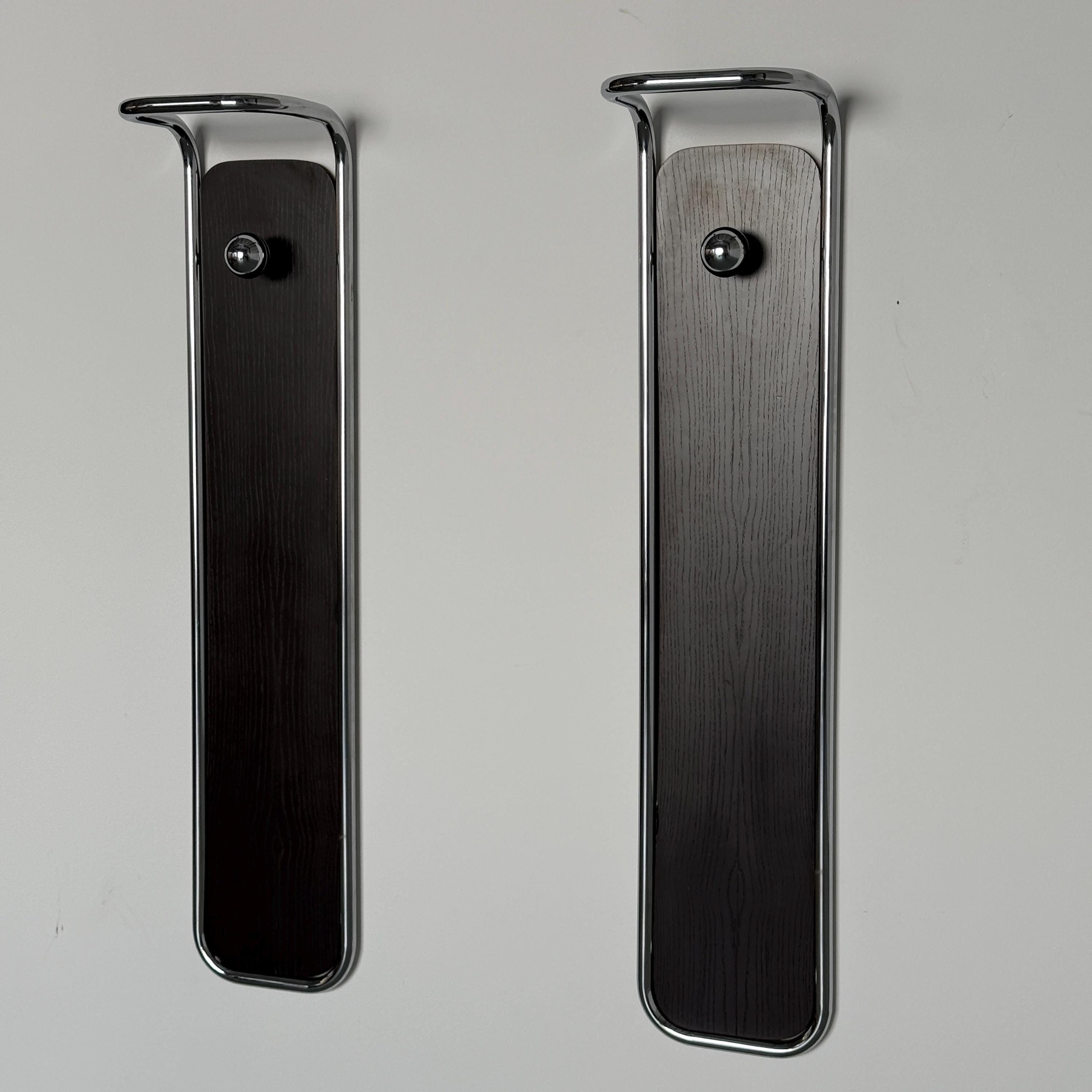 Wall-Mounted Coat Rack in Wood and Chrome