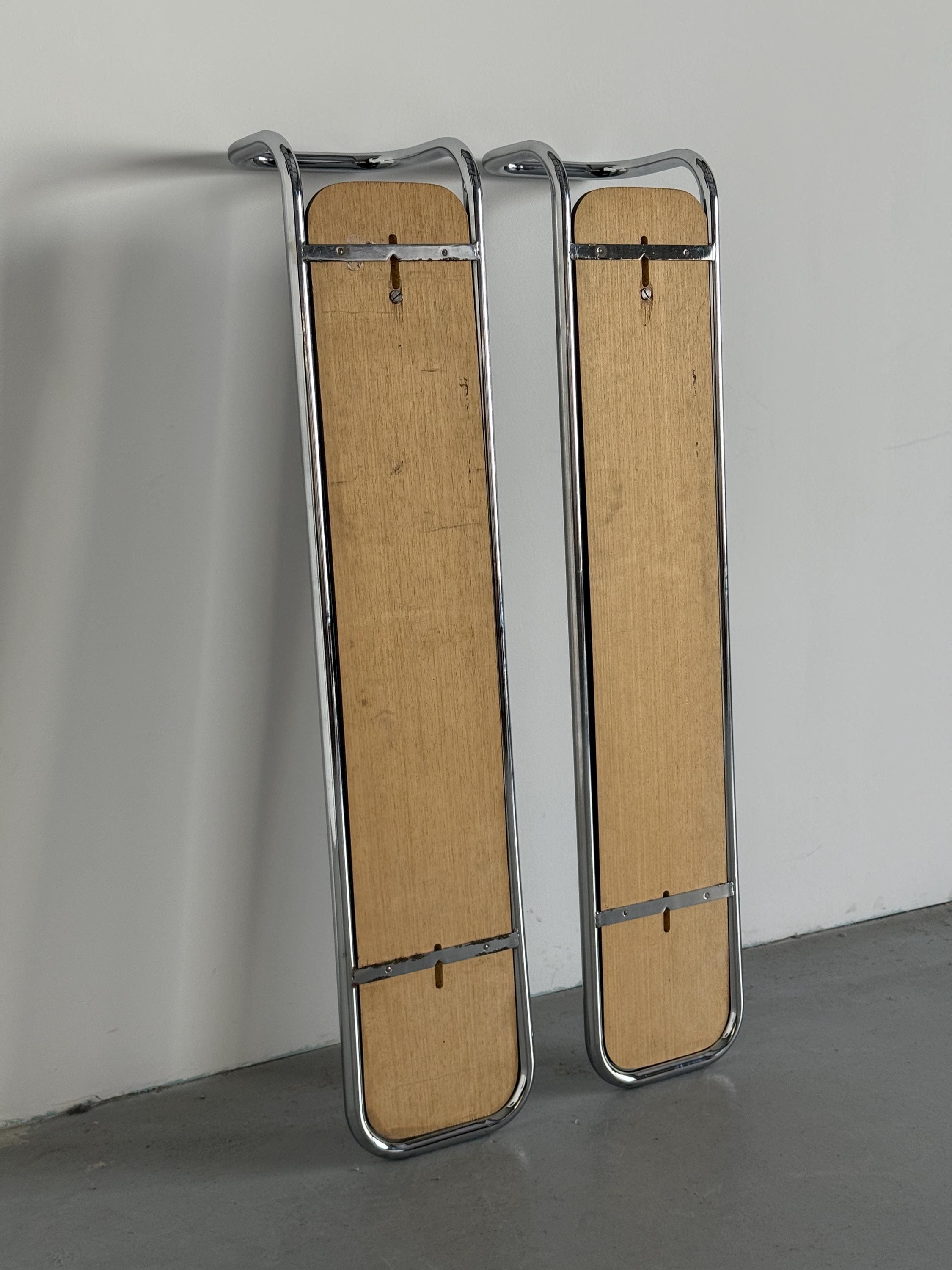 Wall-Mounted Coat Rack in Wood and Chrome