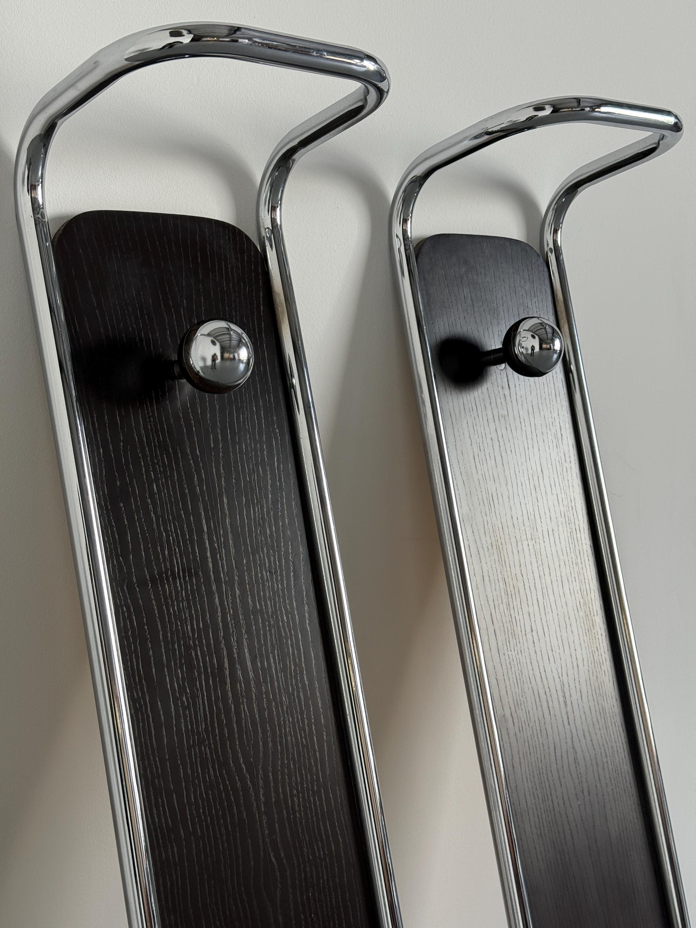 Wall-Mounted Coat Rack in Wood and Chrome