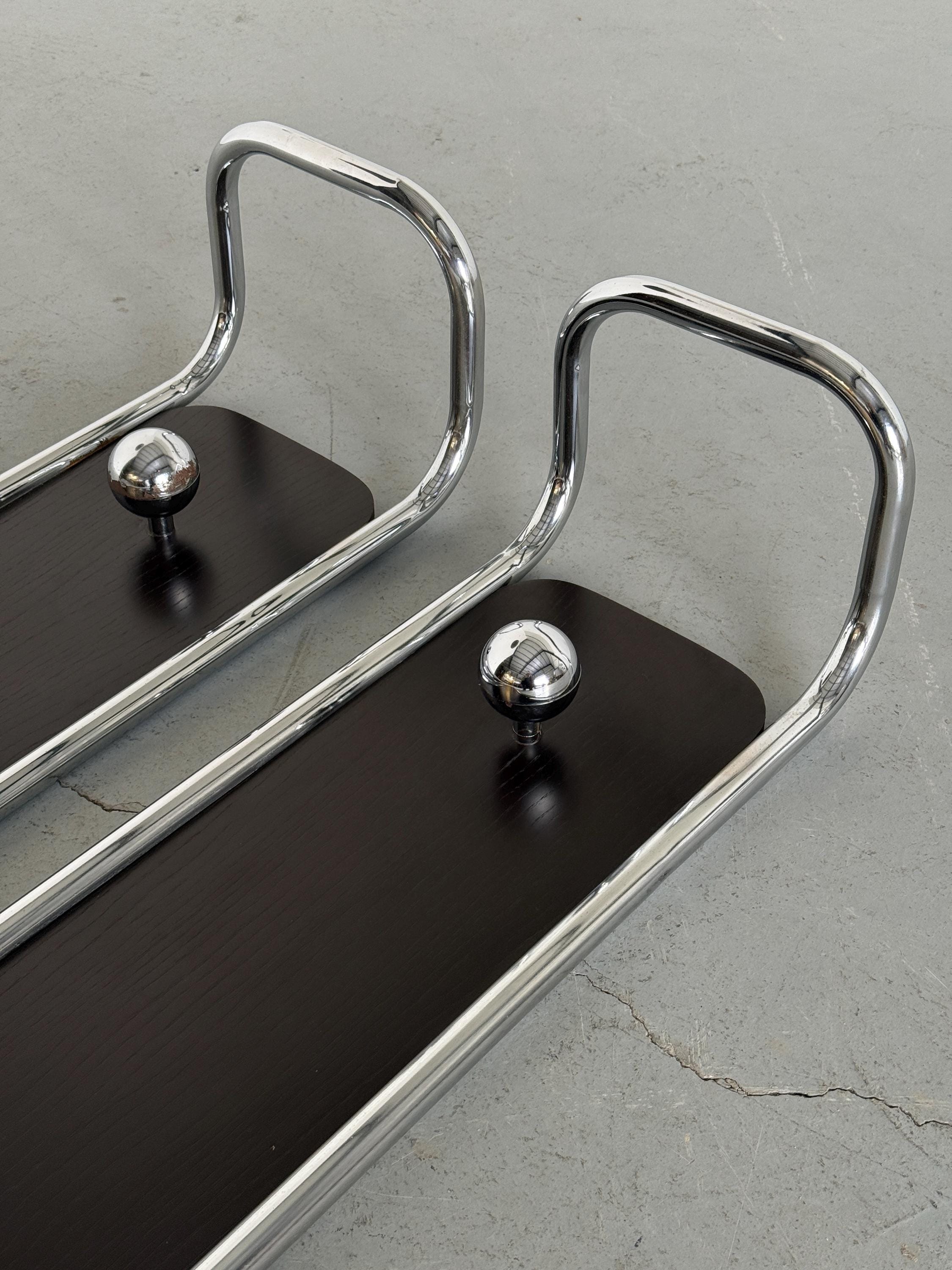 Wall-Mounted Coat Rack in Wood and Chrome