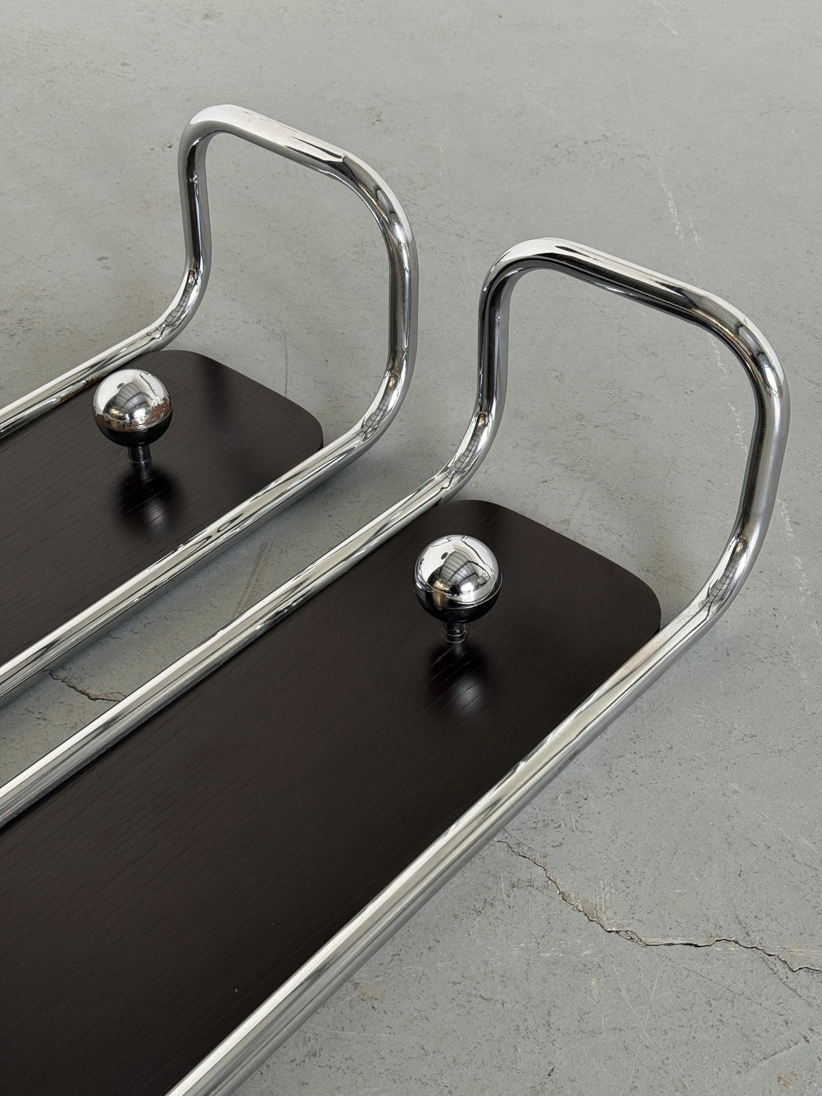 Wall-Mounted Coat Rack in Wood and Chrome