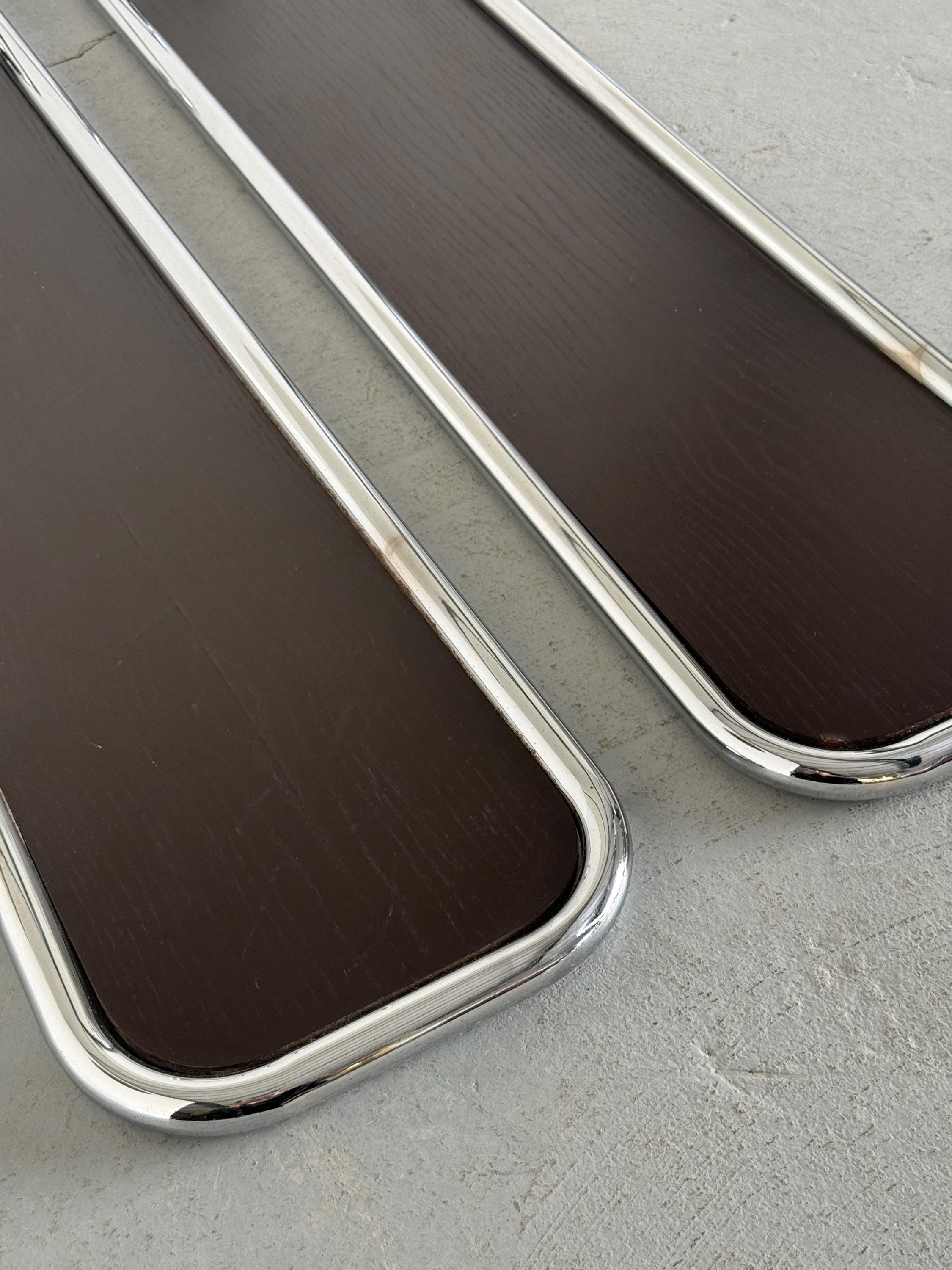 Wall-Mounted Coat Rack in Wood and Chrome