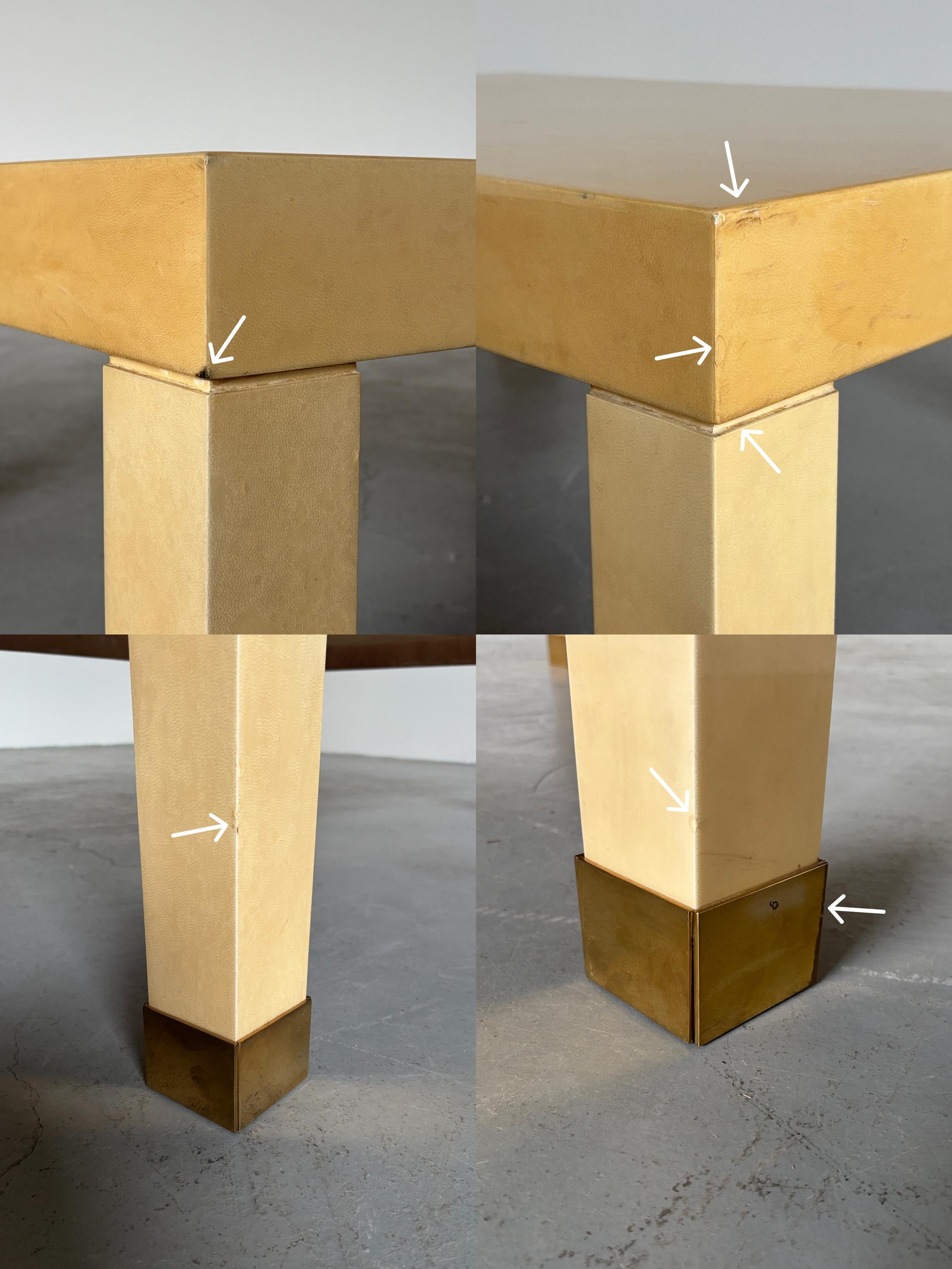 French Lacquered Coffee Table with Brass Sabots