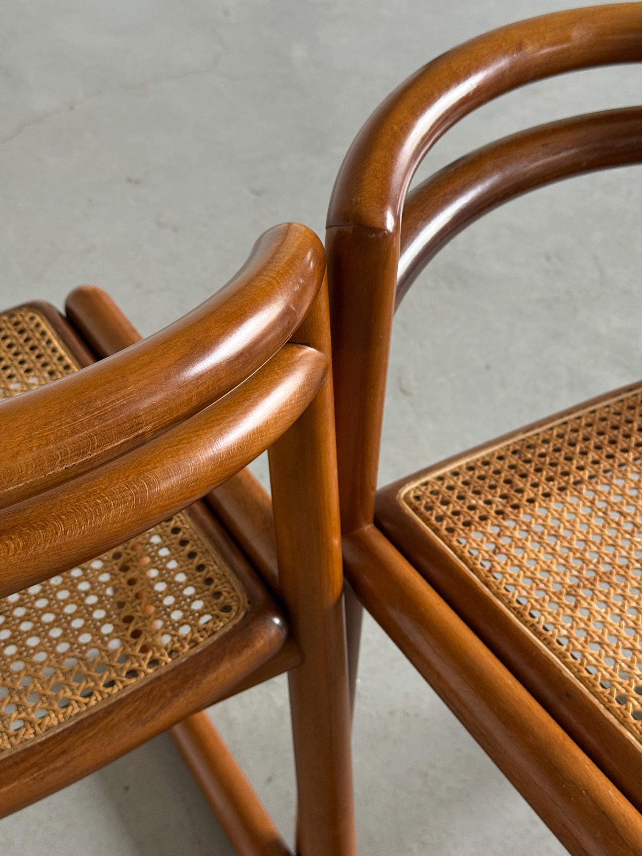 Elegant Solid Wood and Cane Dining Chairs