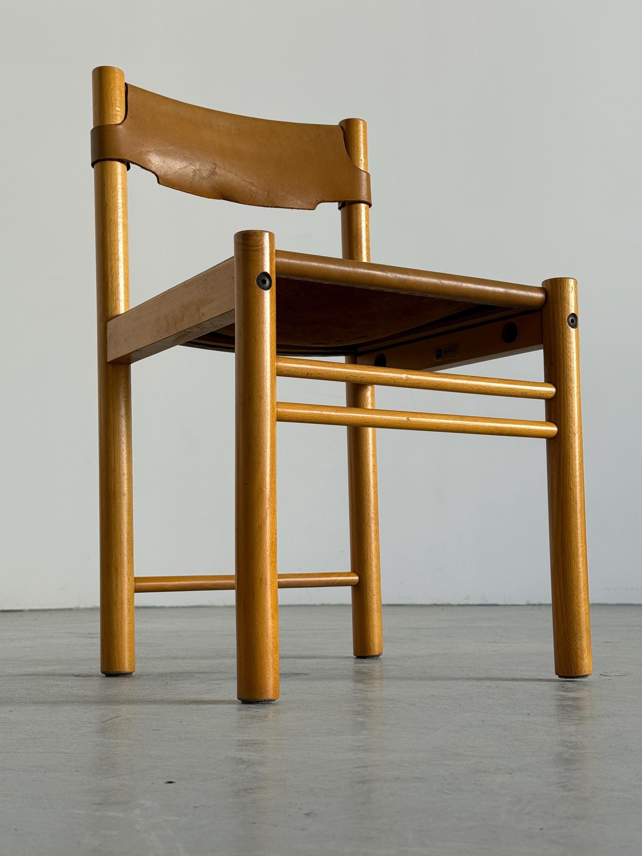 Dining Chair by Ibisco Sedie in Cognac Leather
