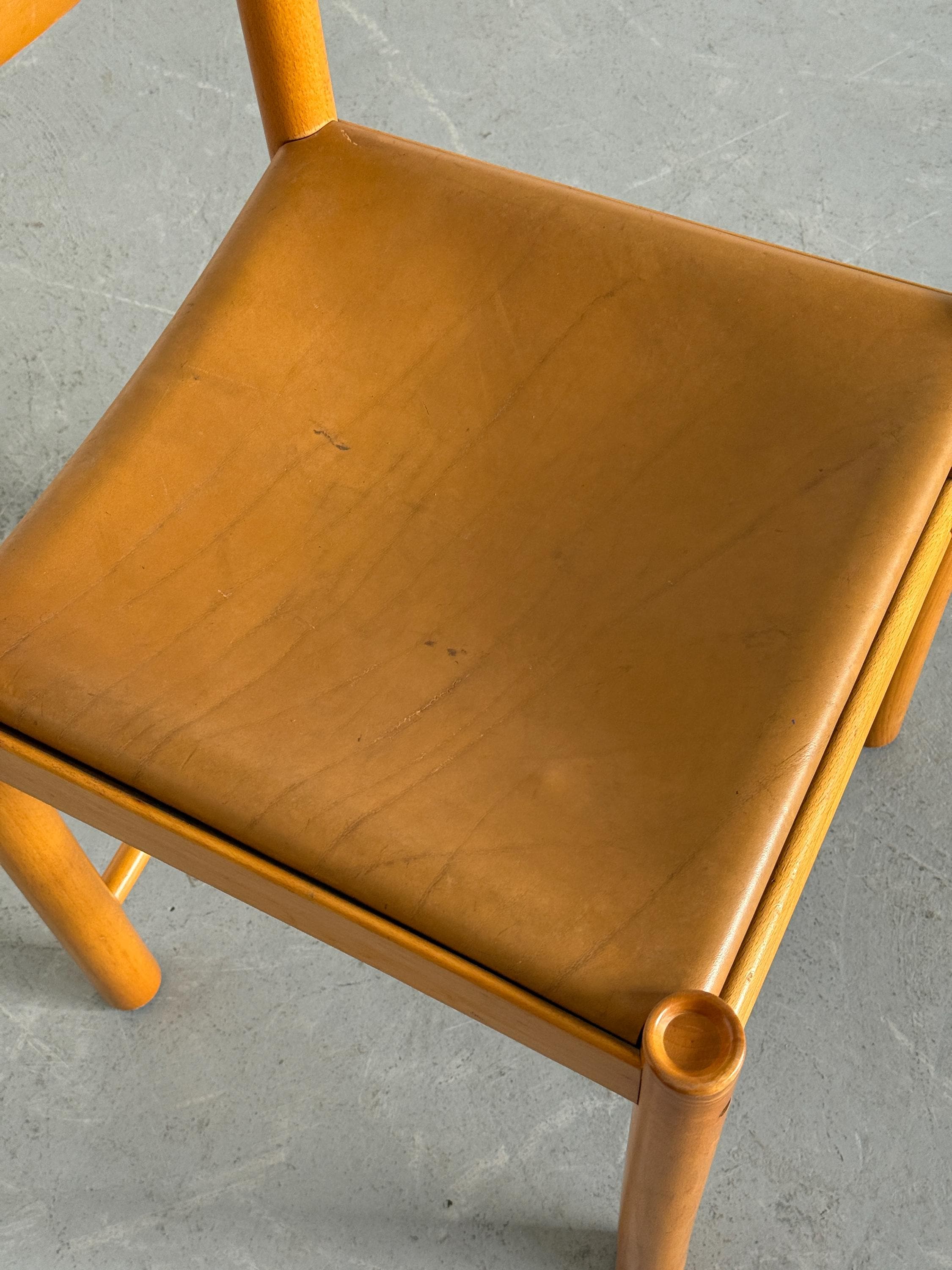 Dining Chair by Ibisco Sedie in Cognac Leather