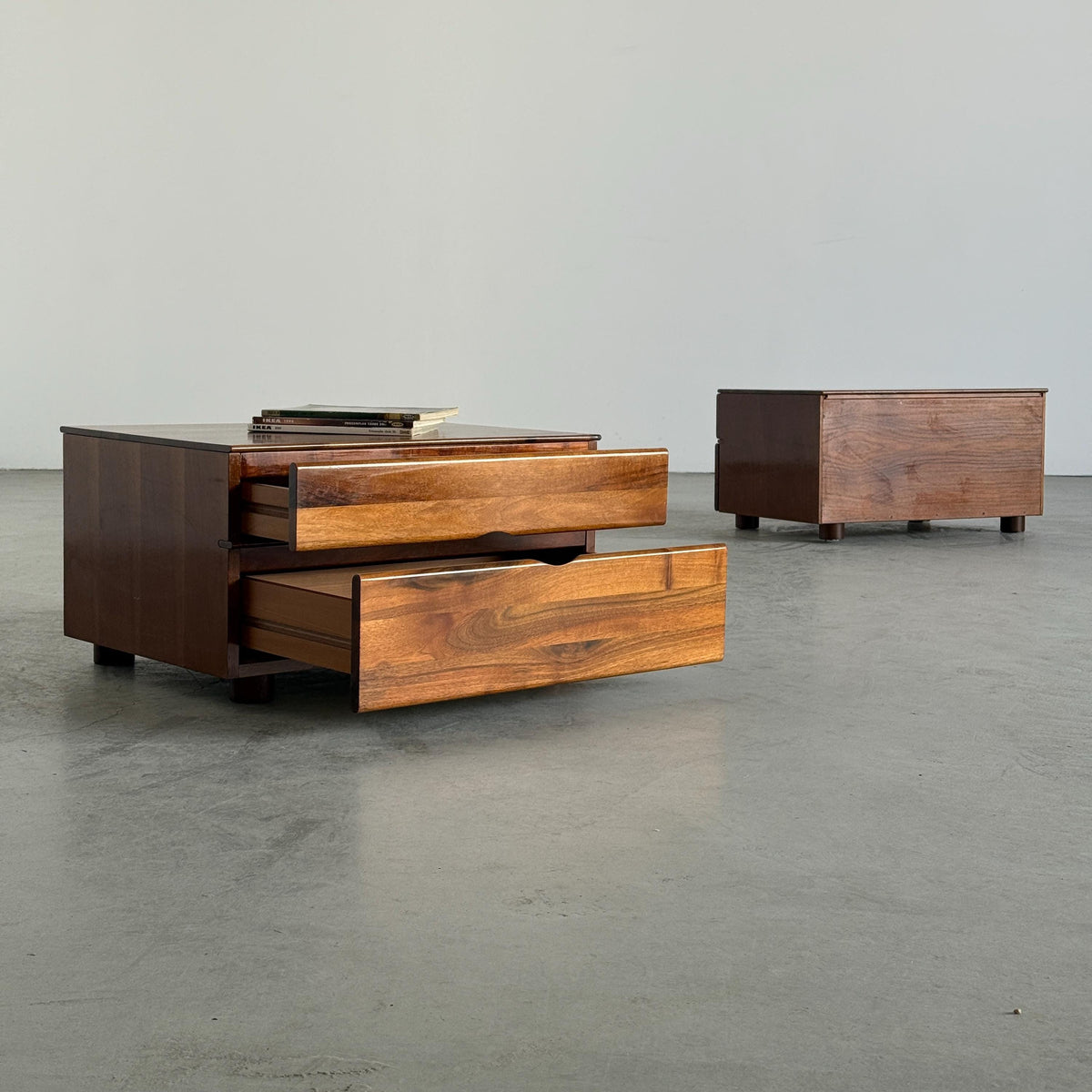 Walnut Nightstands Attributed to Molteni