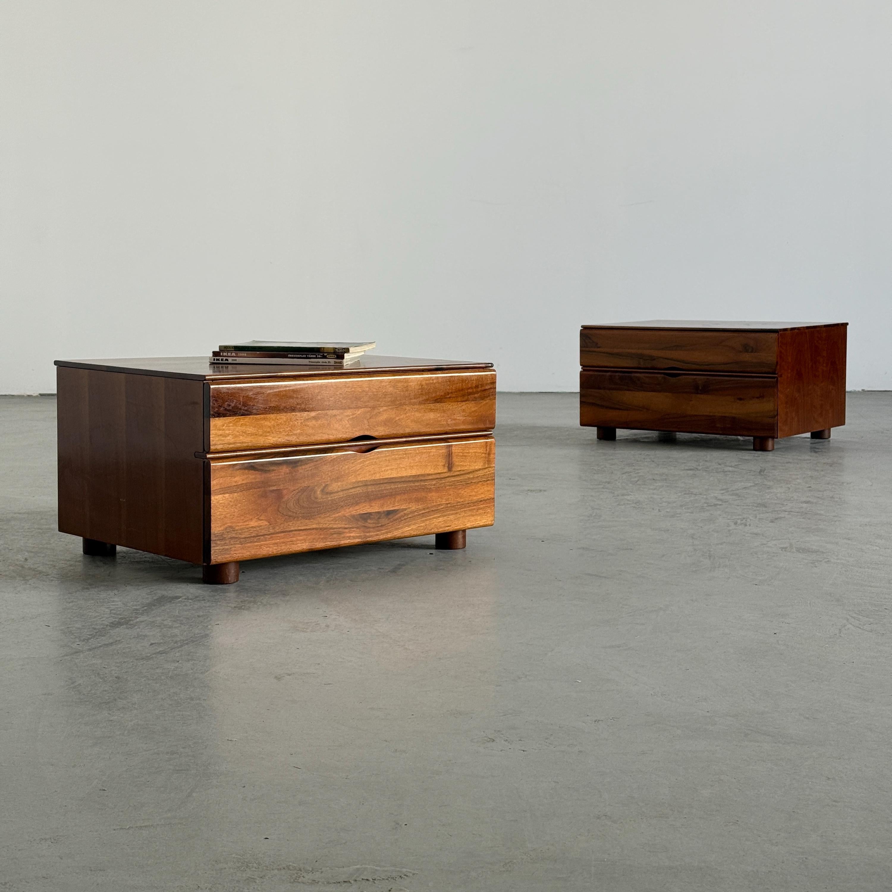 Walnut Nightstands Attributed to Molteni