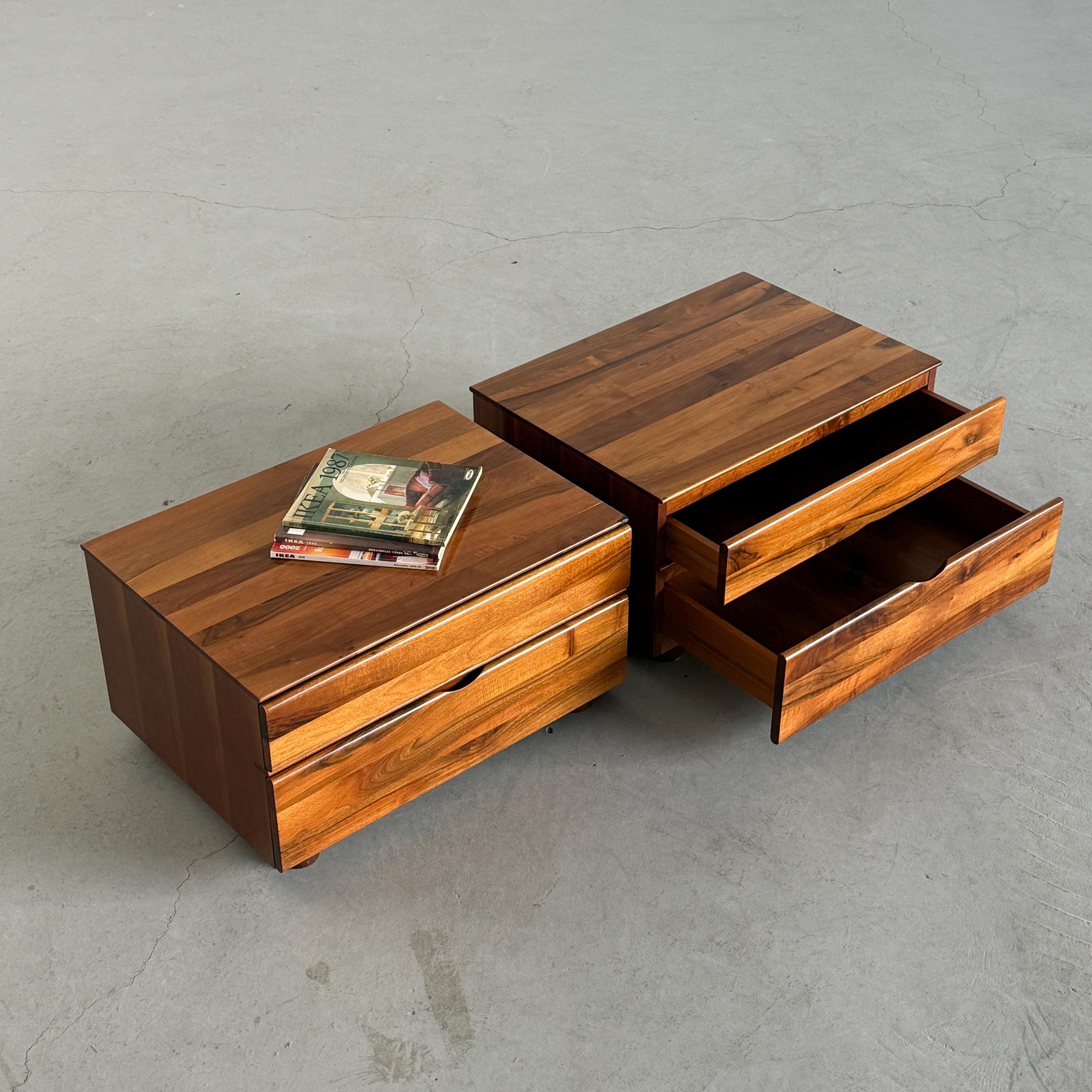 Walnut Nightstands Attributed to Molteni