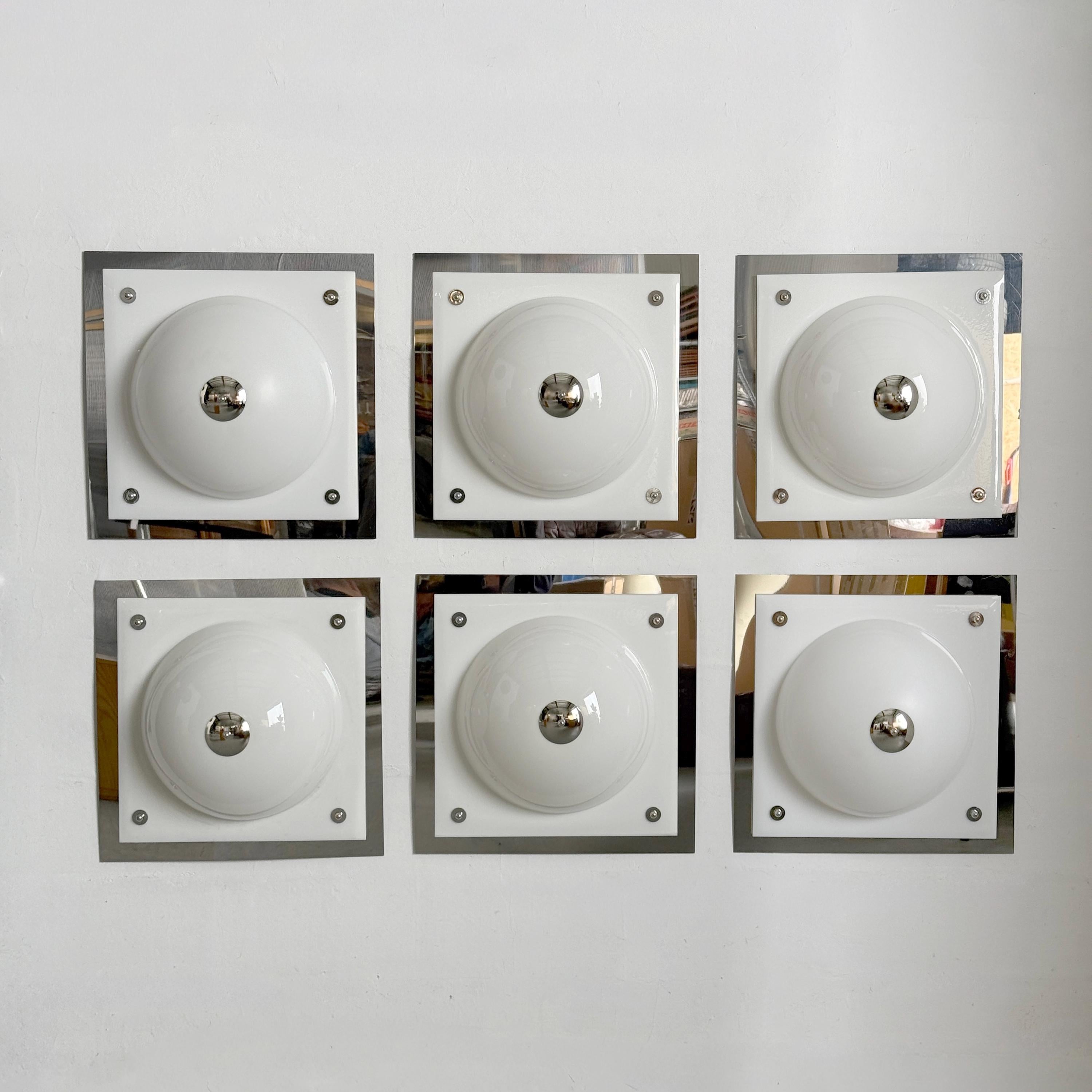 Space Age Wall Light with White Domed Shade