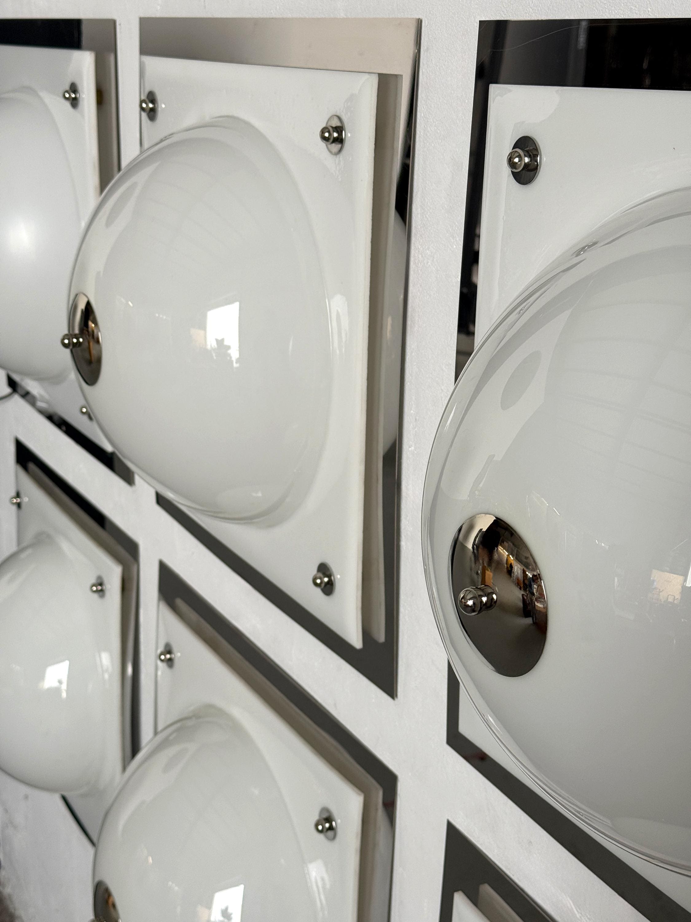 Space Age Wall Light with White Domed Shade