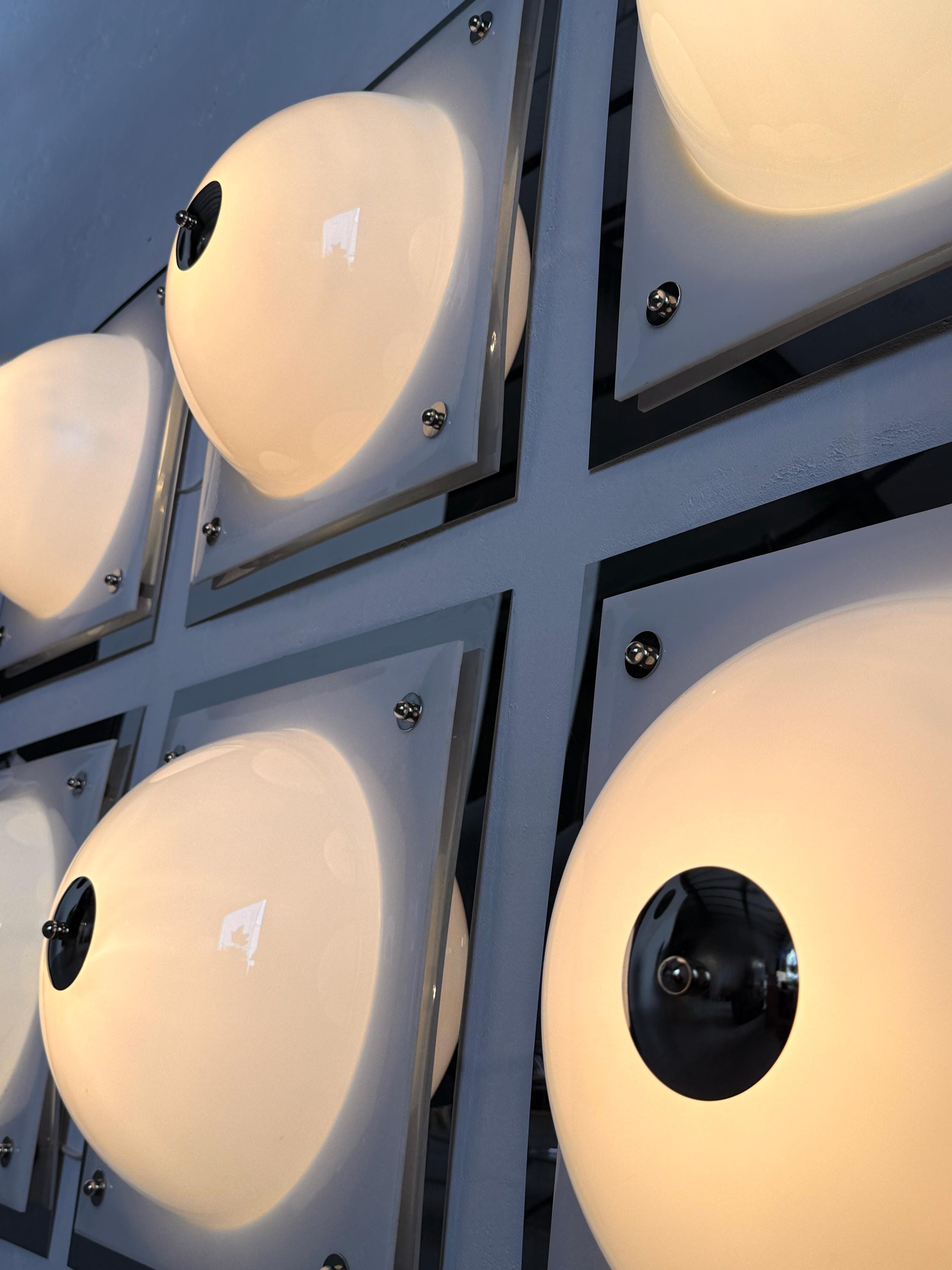 Space Age Wall Light with White Domed Shade
