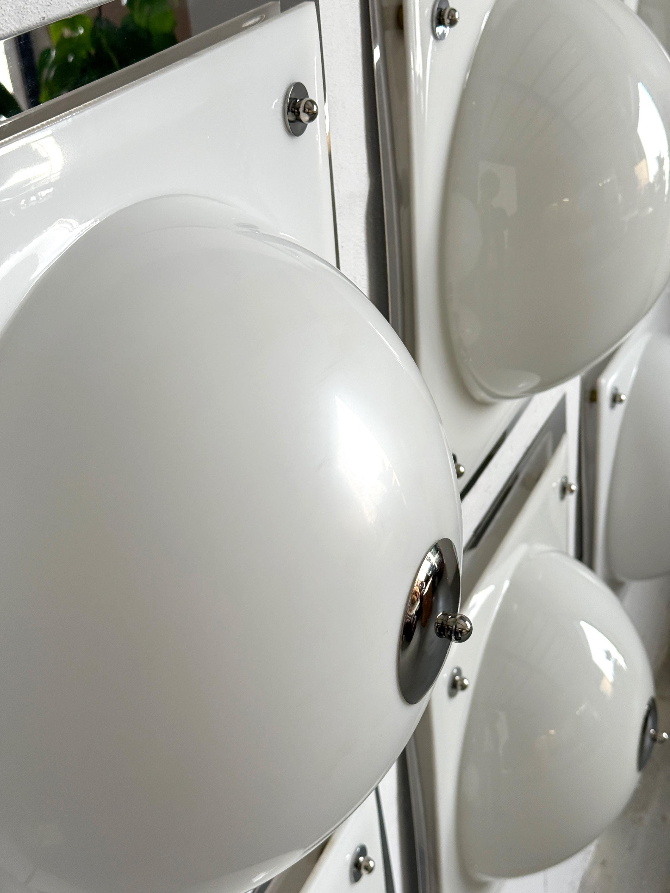 Space Age Wall Light with White Domed Shade