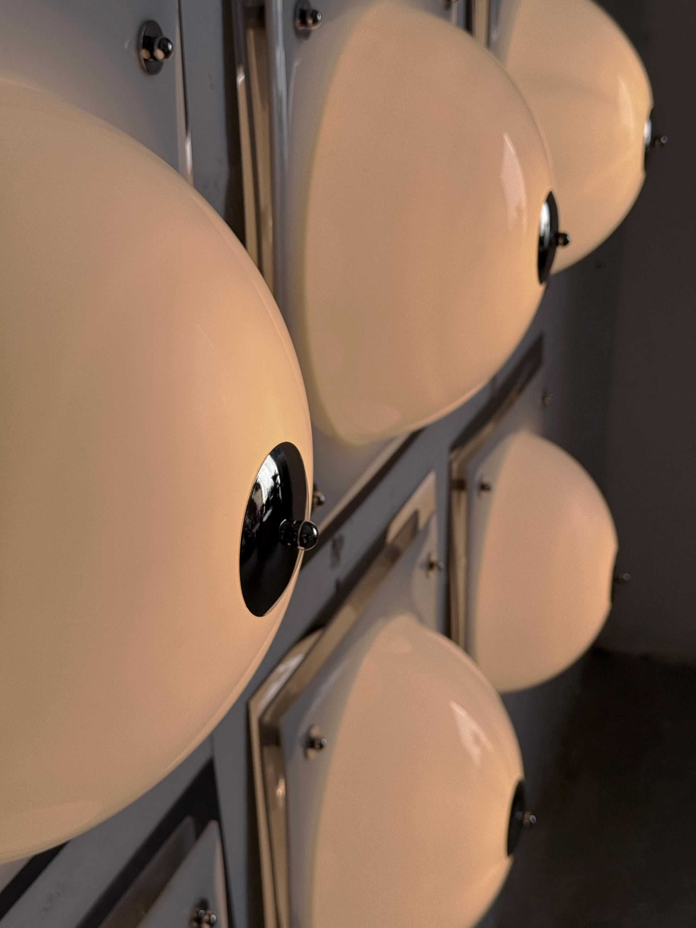 Space Age Wall Light with White Domed Shade