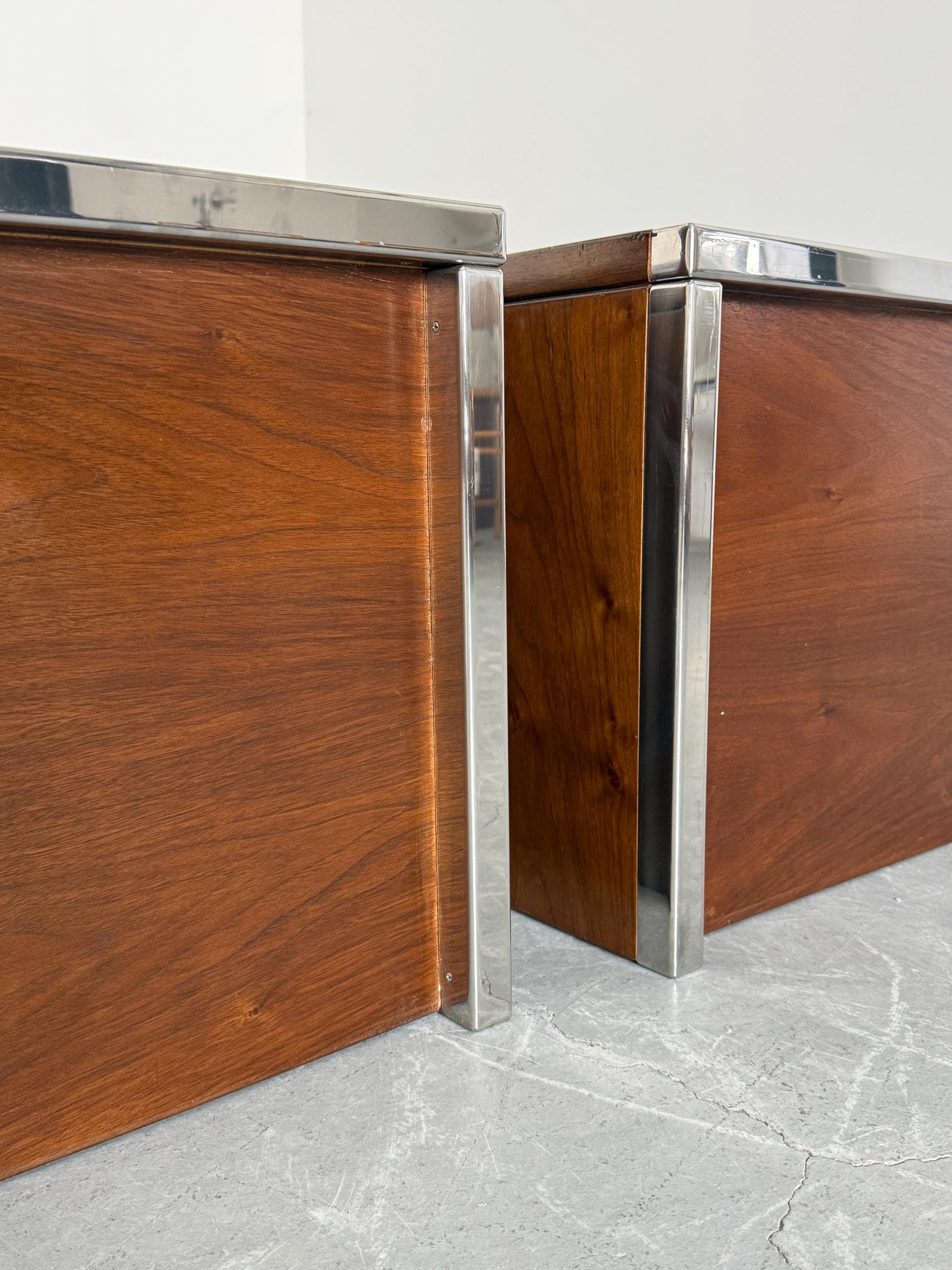 Modular Wood and Chrome Side Tables