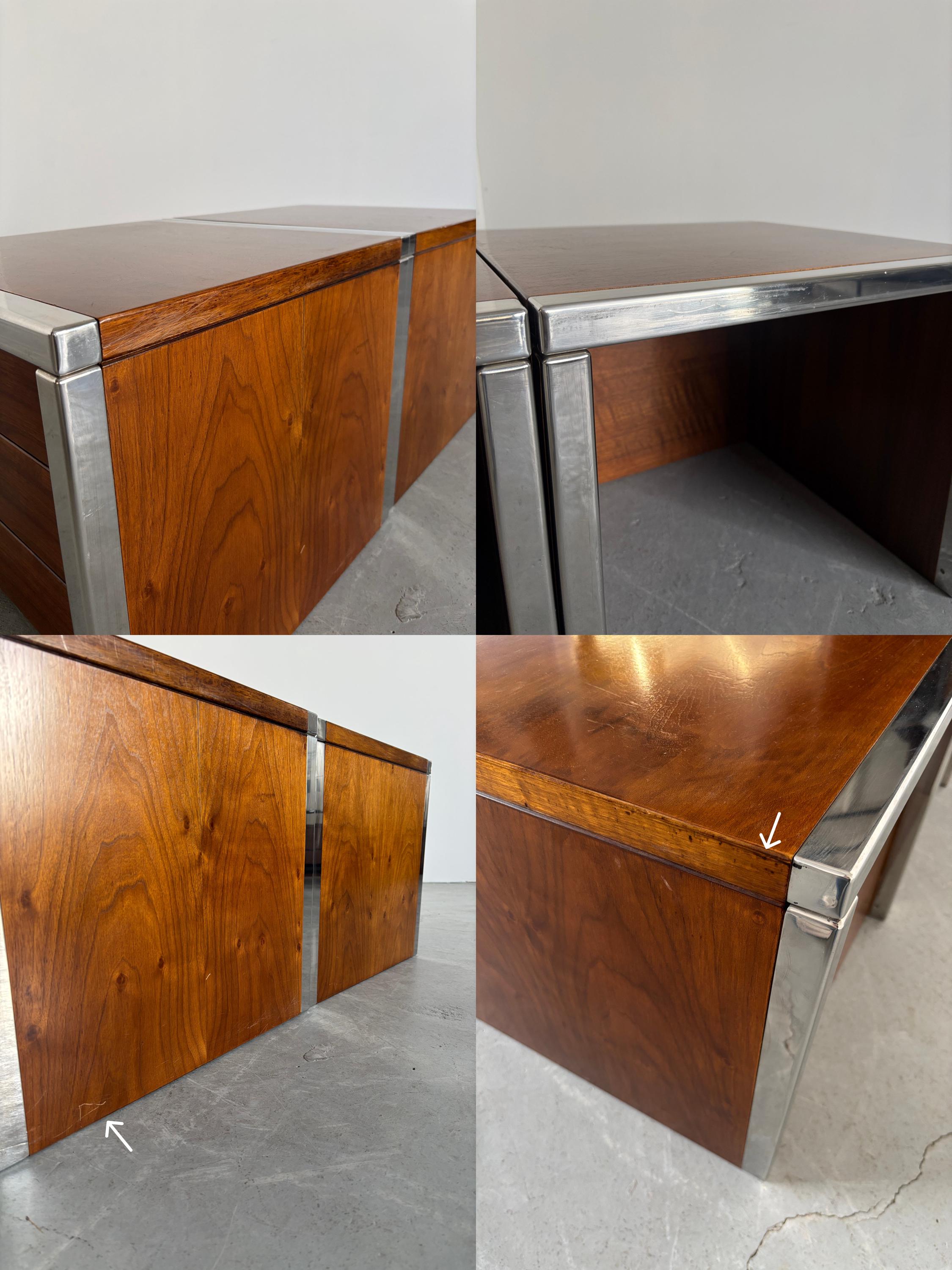 Modular Wood and Chrome Side Tables