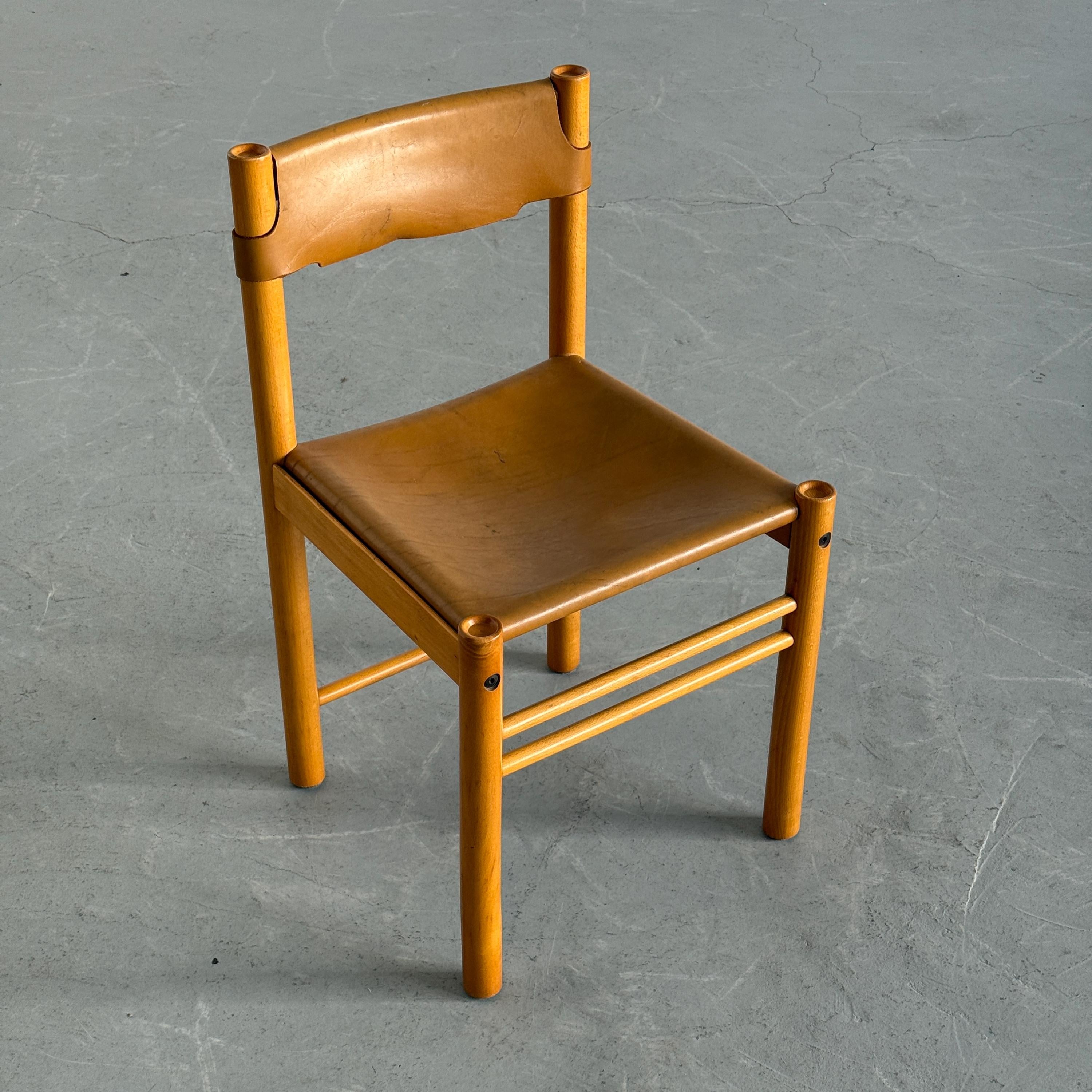Dining Chair by Ibisco Sedie in Cognac Leather
