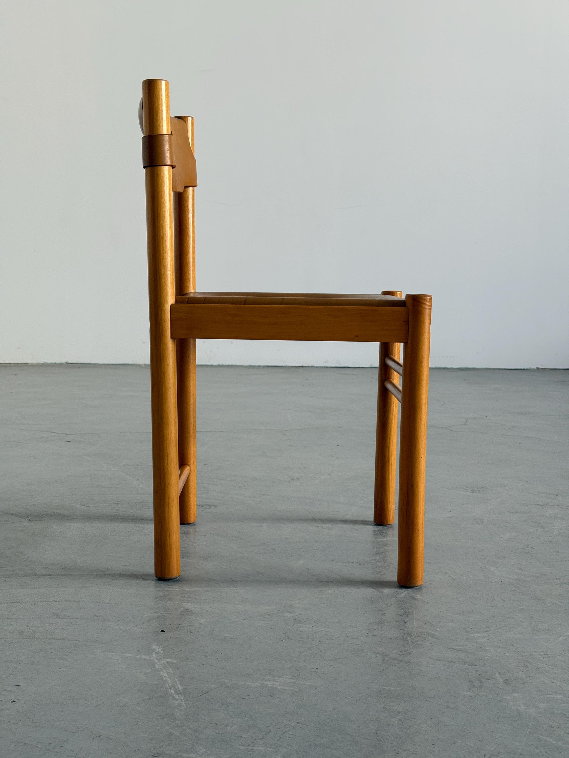Dining Chair by Ibisco Sedie in Cognac Leather