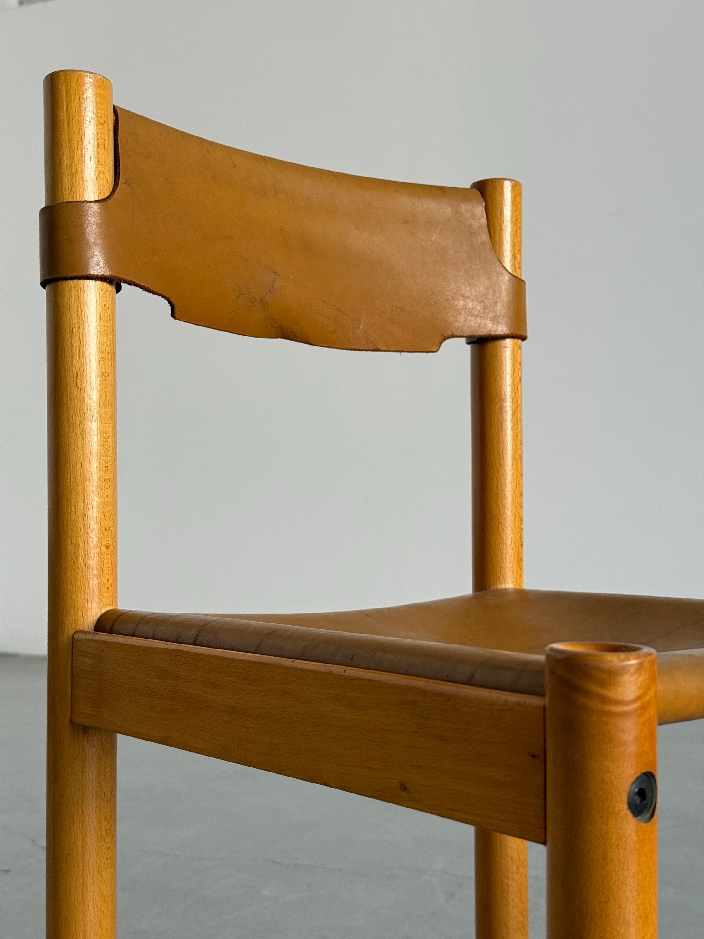 Dining Chair by Ibisco Sedie in Cognac Leather