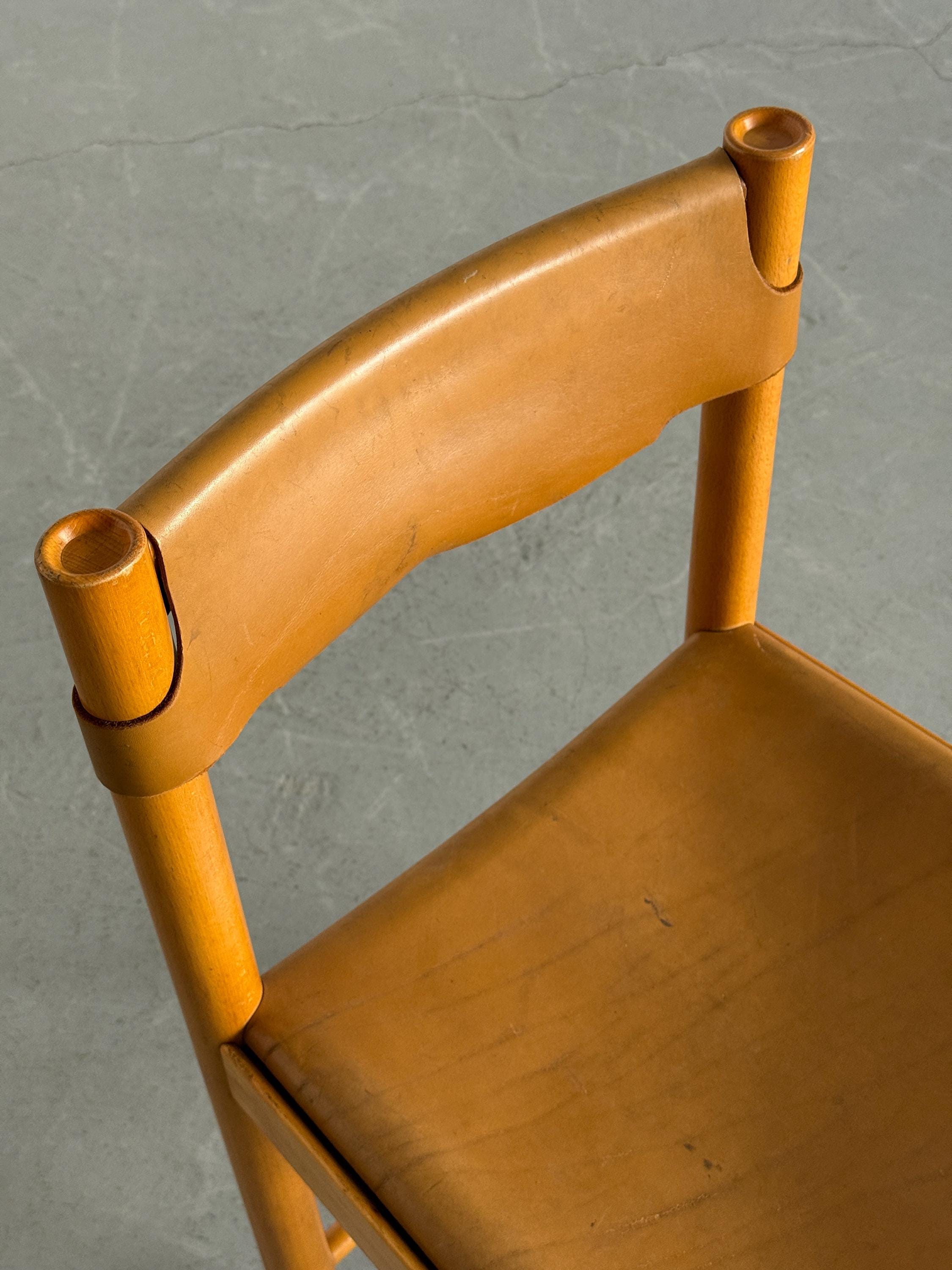 Dining Chair by Ibisco Sedie in Cognac Leather