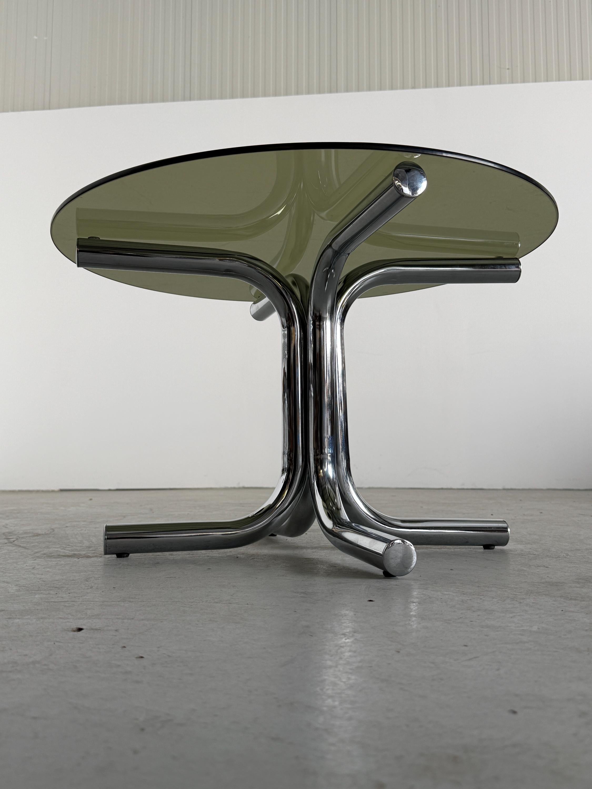 Postmodern Chrome and Smoked Glass Coffee Table