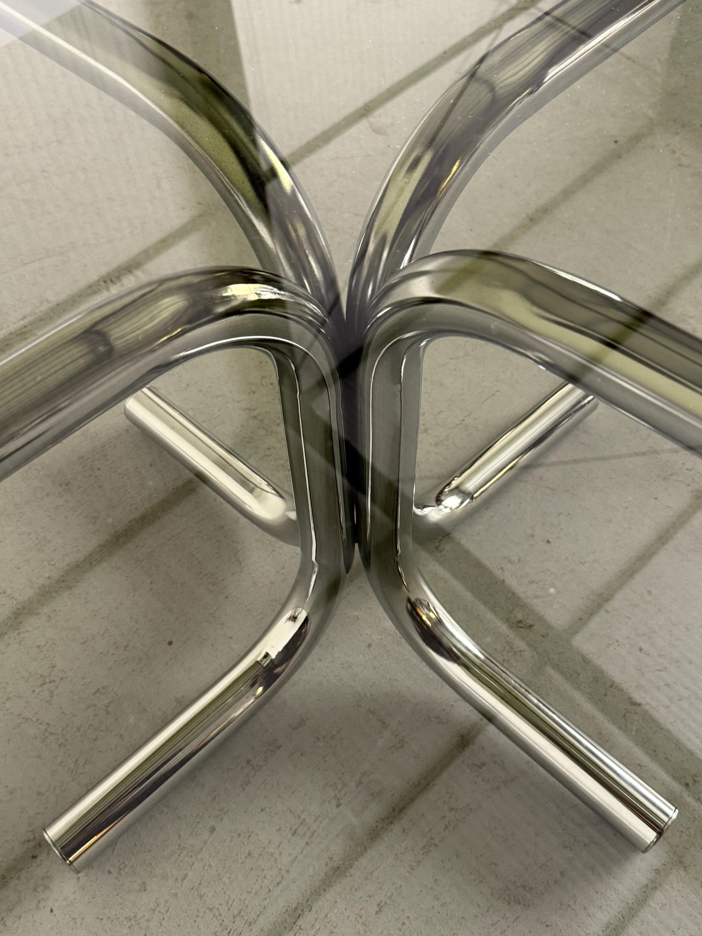 Postmodern Chrome and Smoked Glass Coffee Table