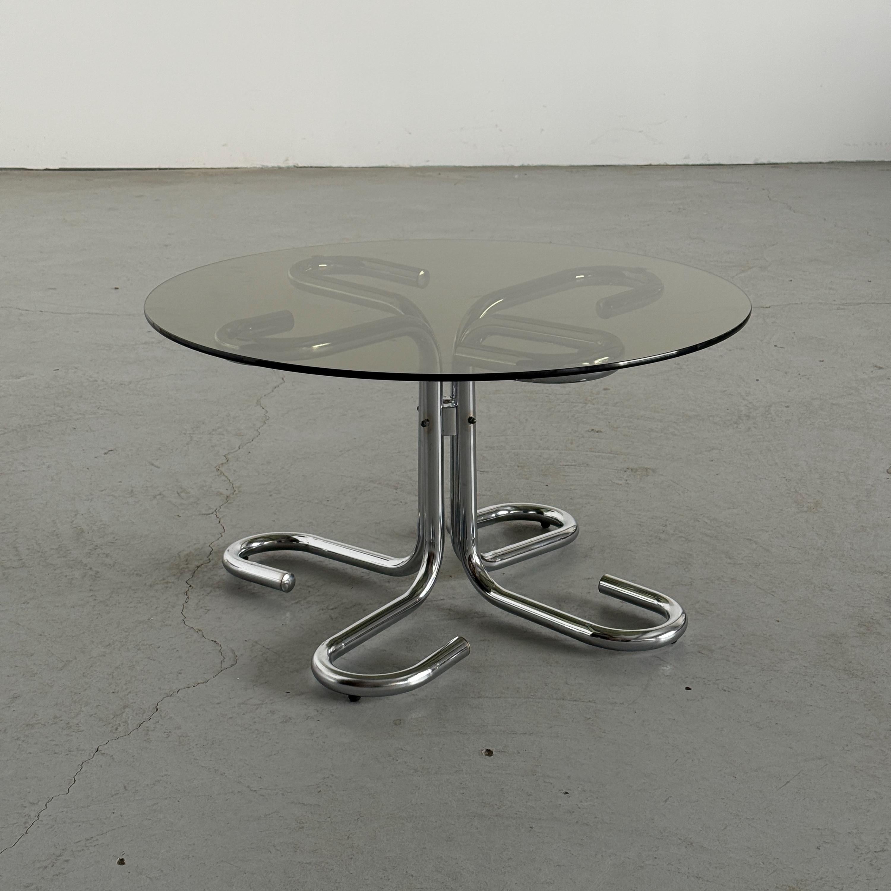 Chromed Tubular Steel and Smoked Glass Coffee Table