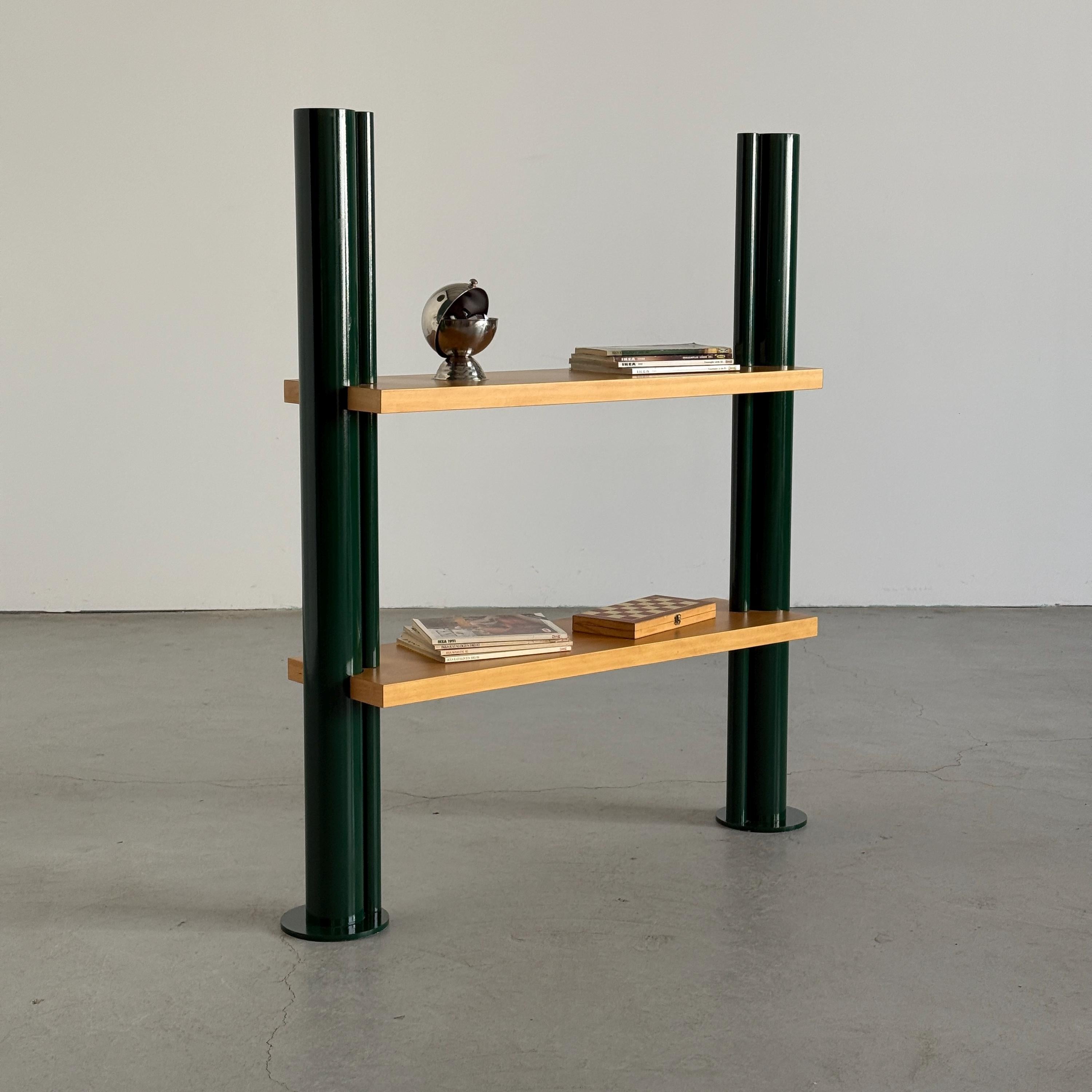 Postmodern Shelving Unit in Green Lacquered Steel