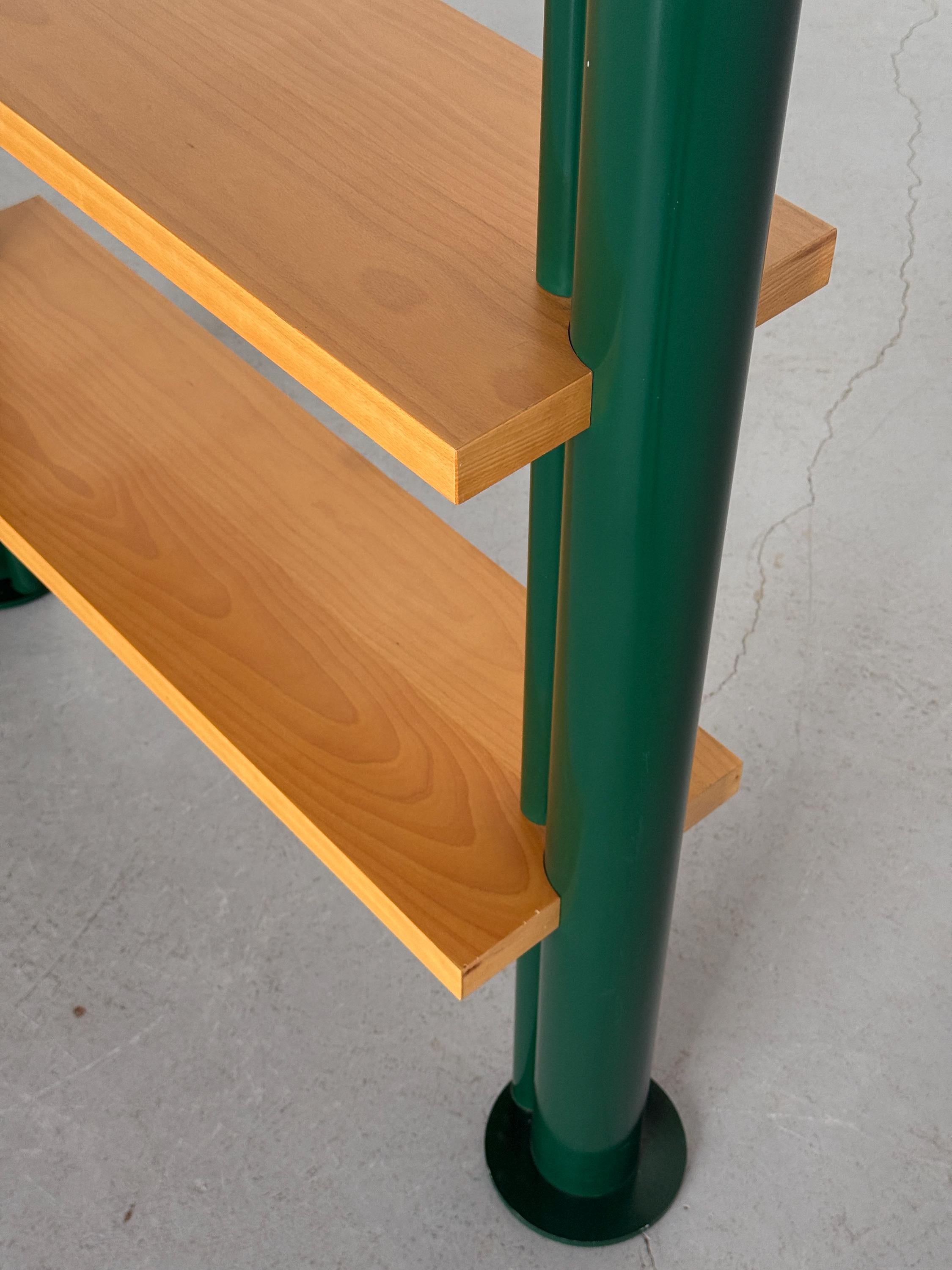 Postmodern Shelving Unit in Green Lacquered Steel