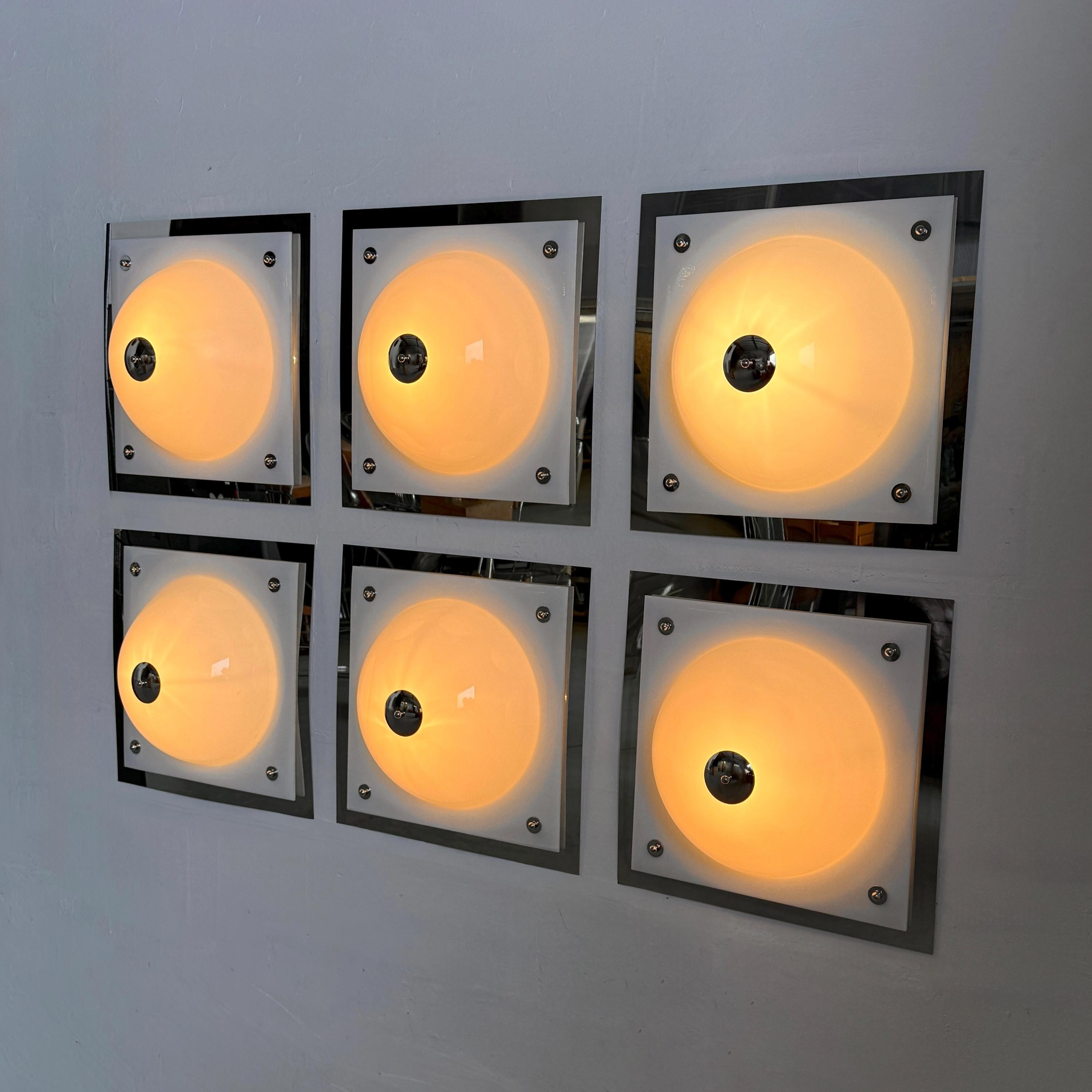 Space Age Wall Light with White Domed Shade