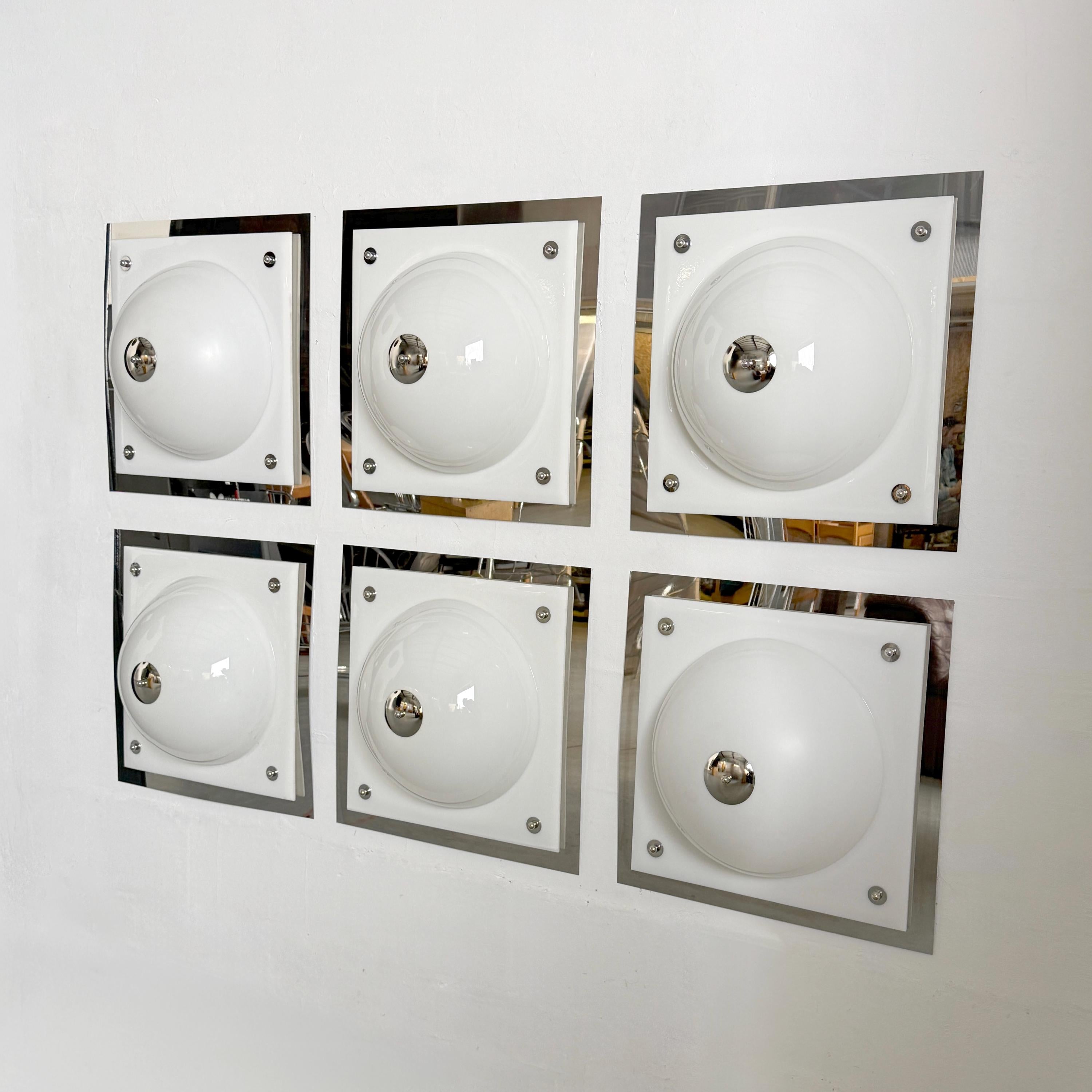 Space Age Wall Light with White Domed Shade
