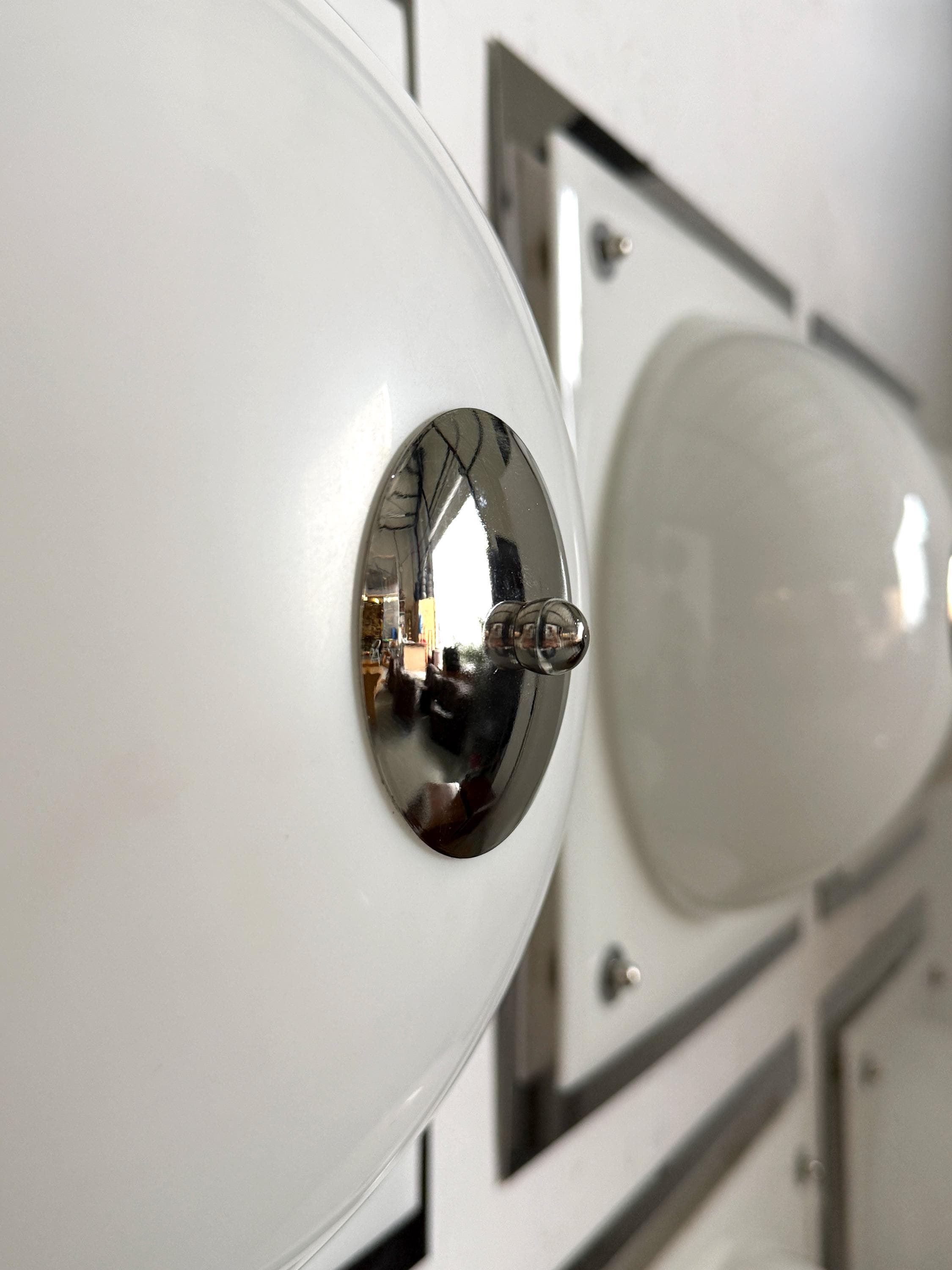 Space Age Wall Light with White Domed Shade