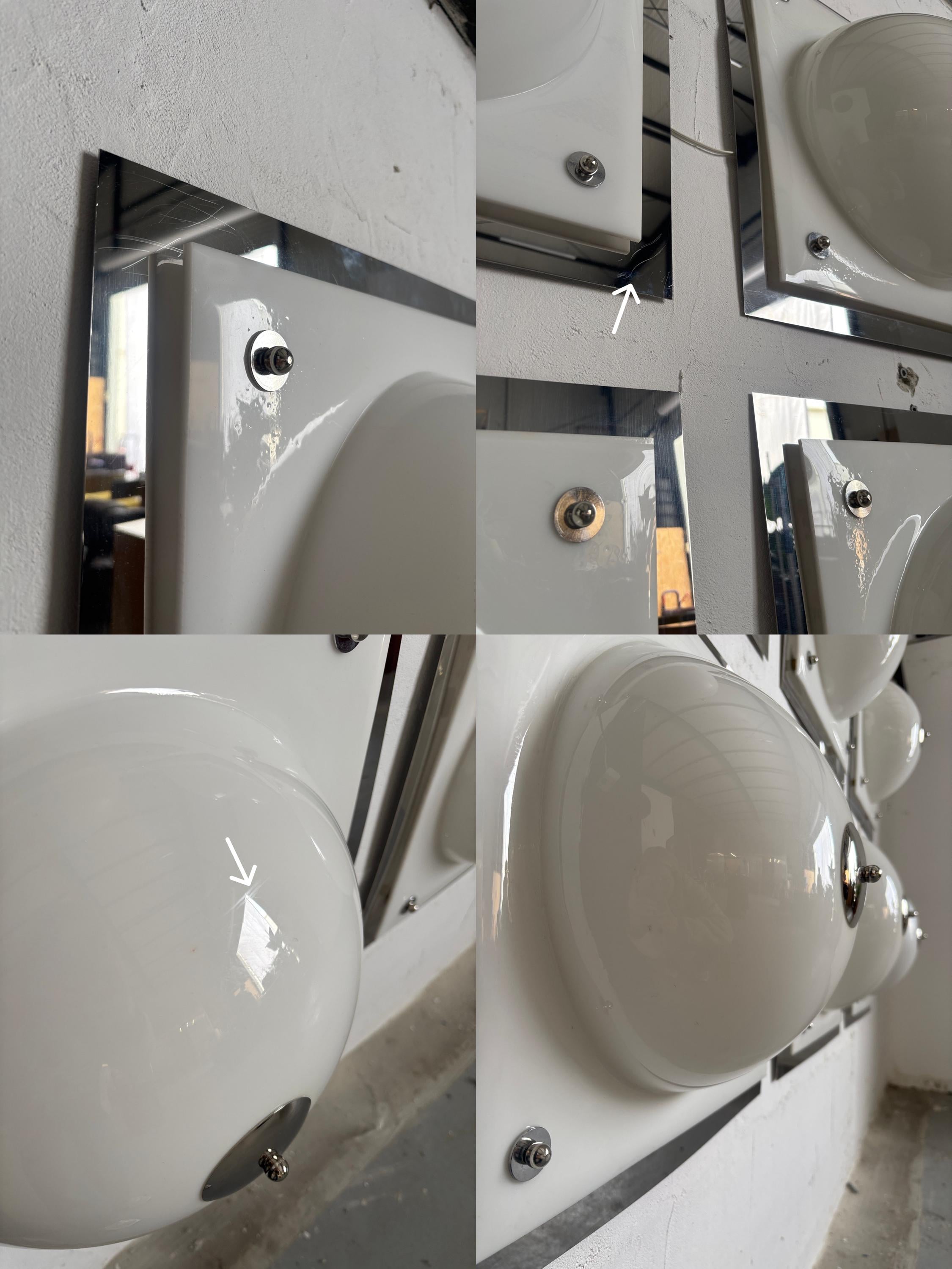 Space Age Wall Light with White Domed Shade