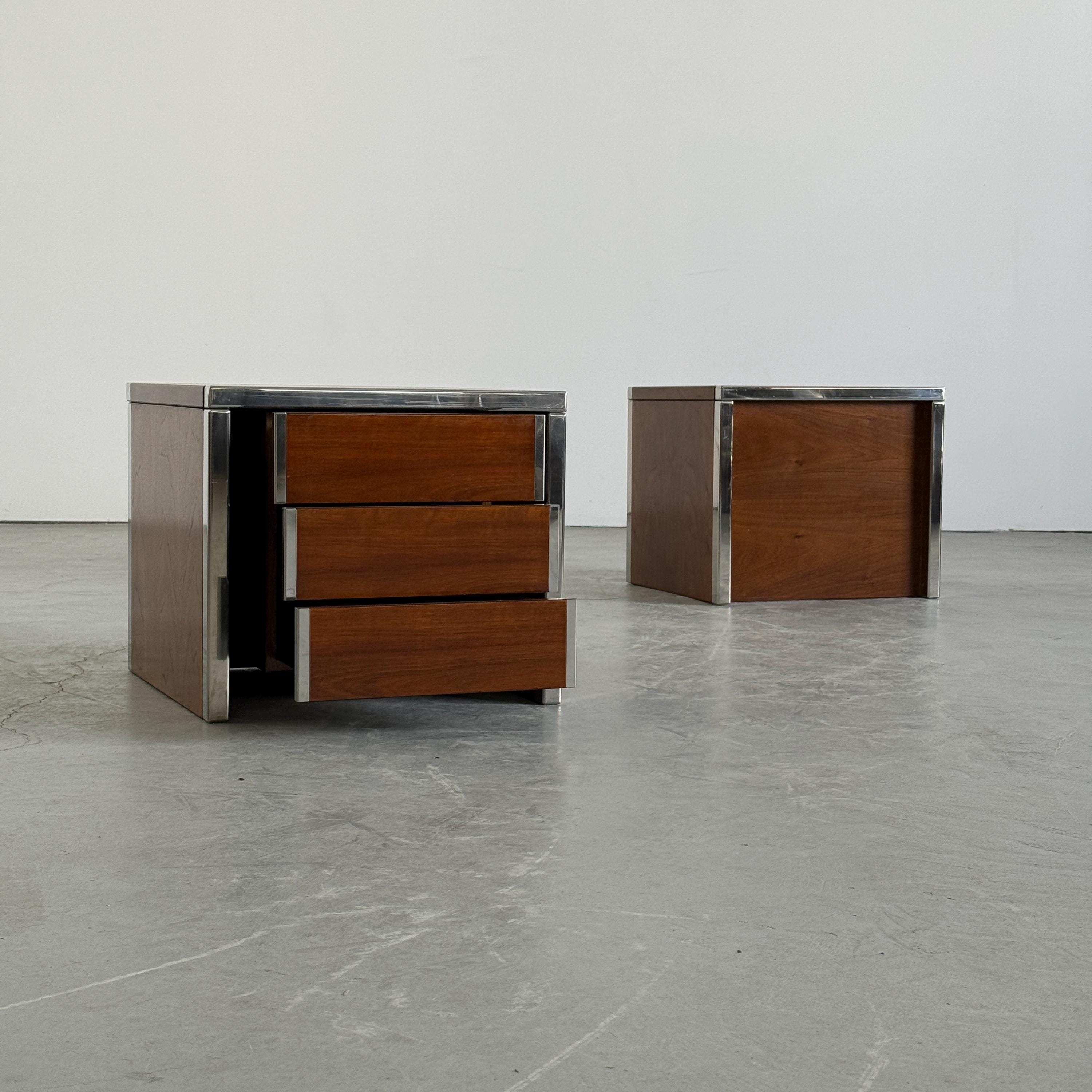 Modular Wood and Chrome Side Tables