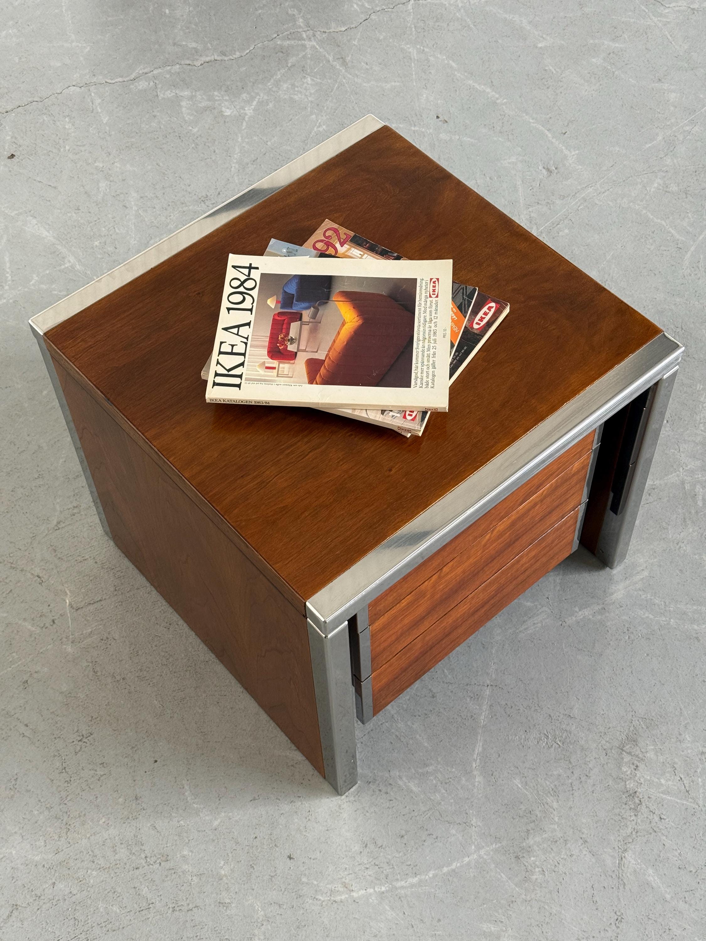 Modular Wood and Chrome Side Tables