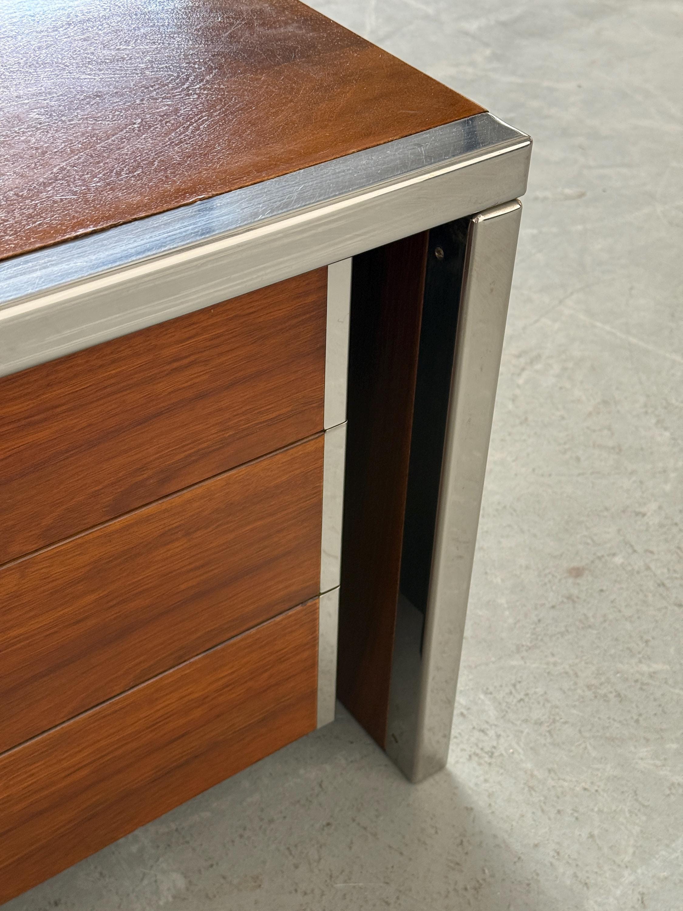 Modular Wood and Chrome Side Tables