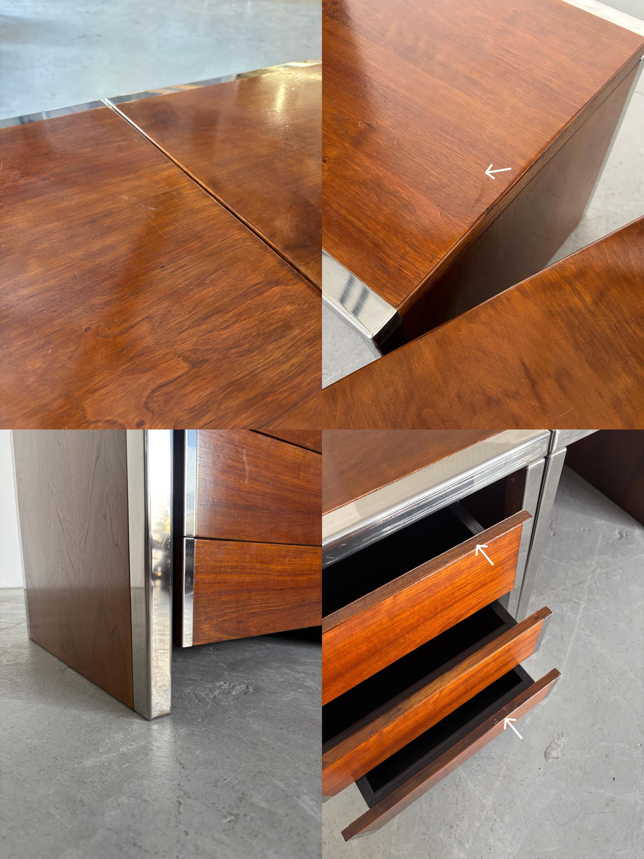 Modular Wood and Chrome Side Tables