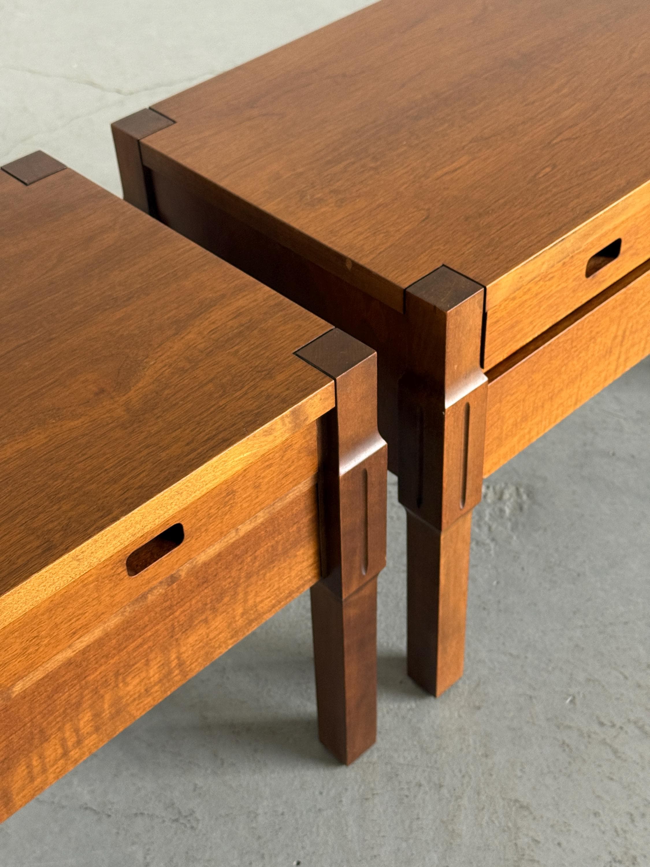 Low Wooden Bedside Tables with Drawers