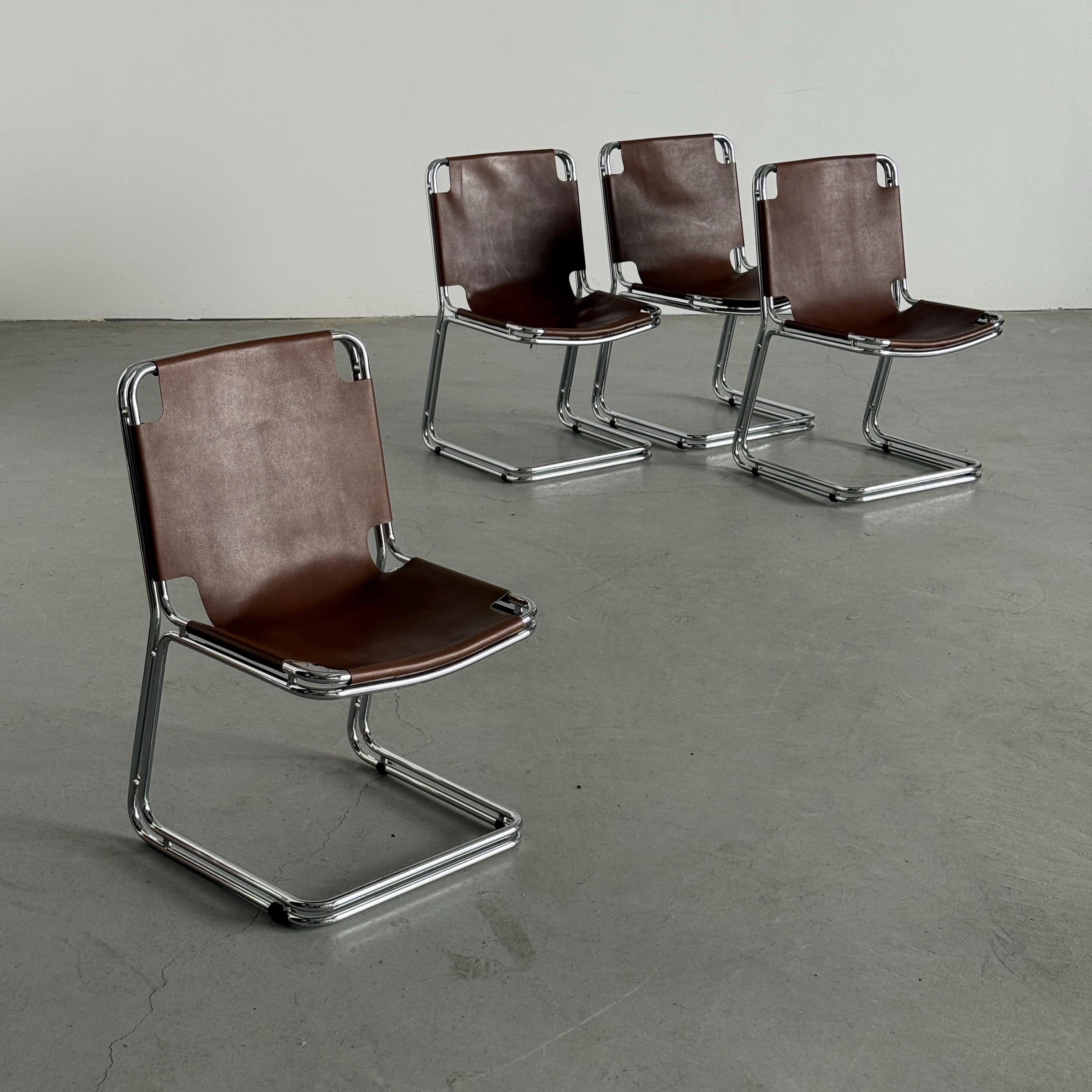 Saddle Leather Cantilever Chairs