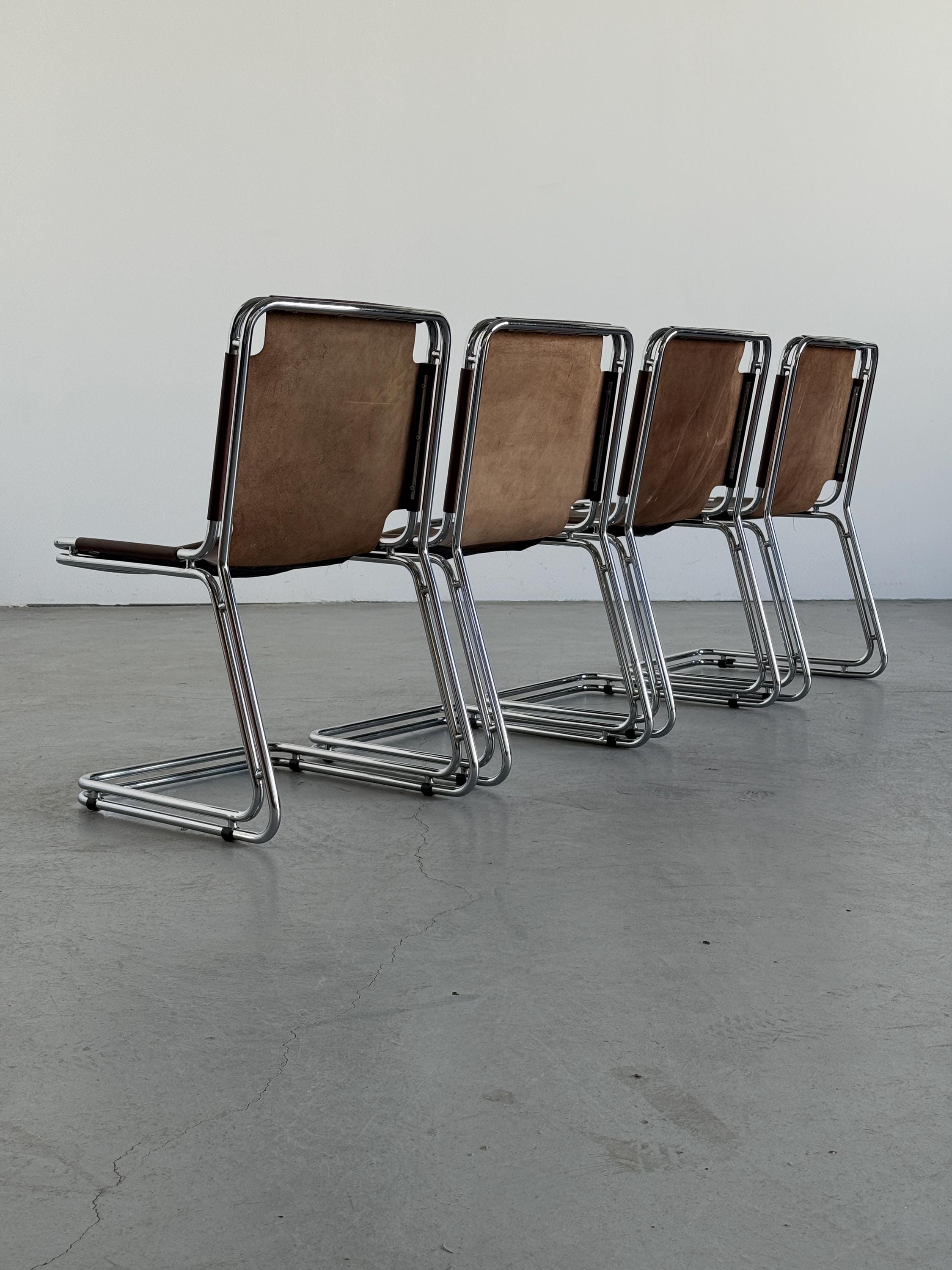Saddle Leather Cantilever Chairs