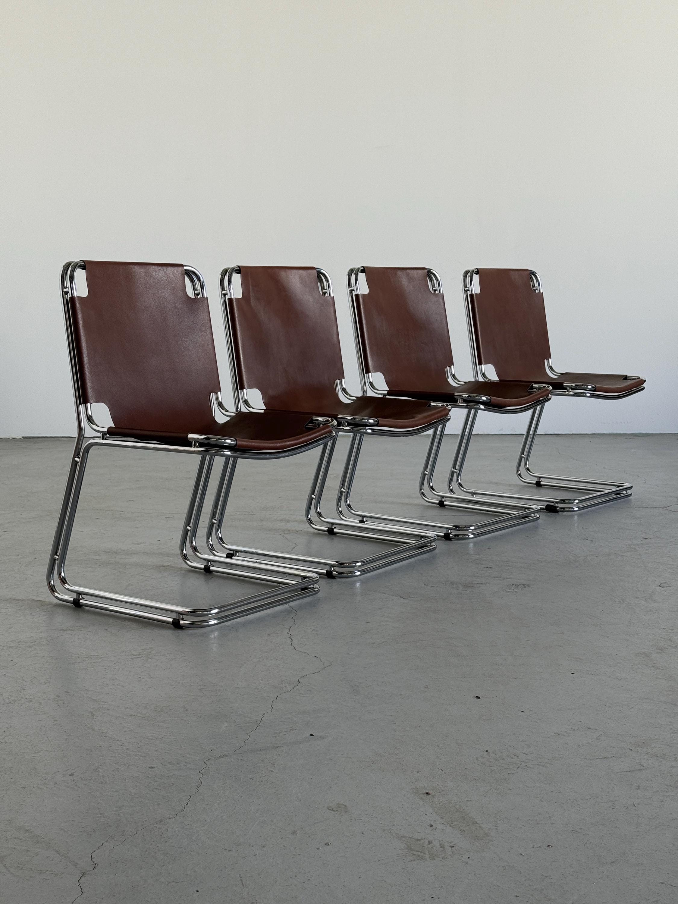 Saddle Leather Cantilever Chairs