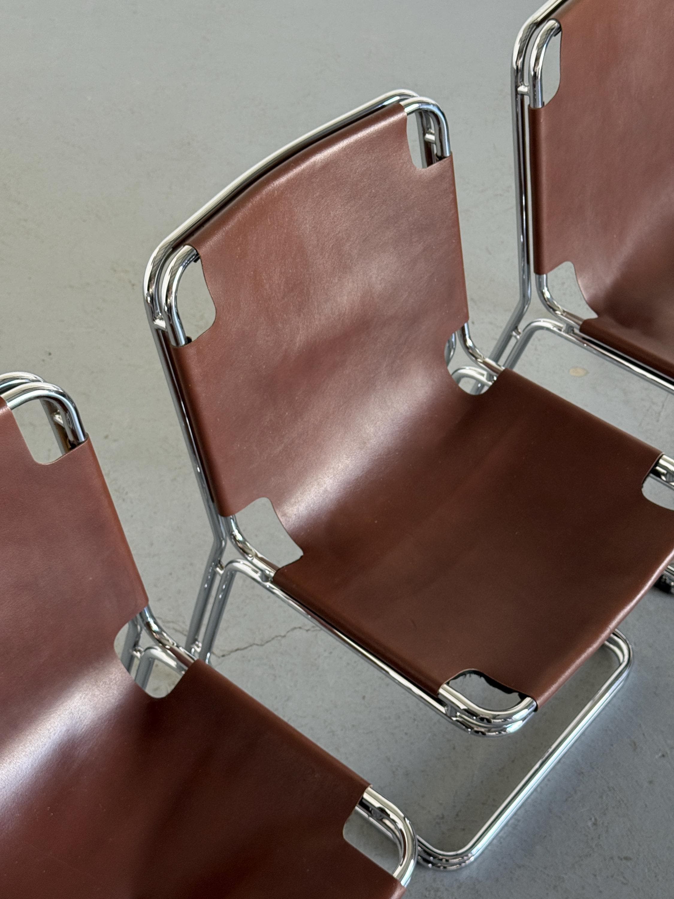 Saddle Leather Cantilever Chairs