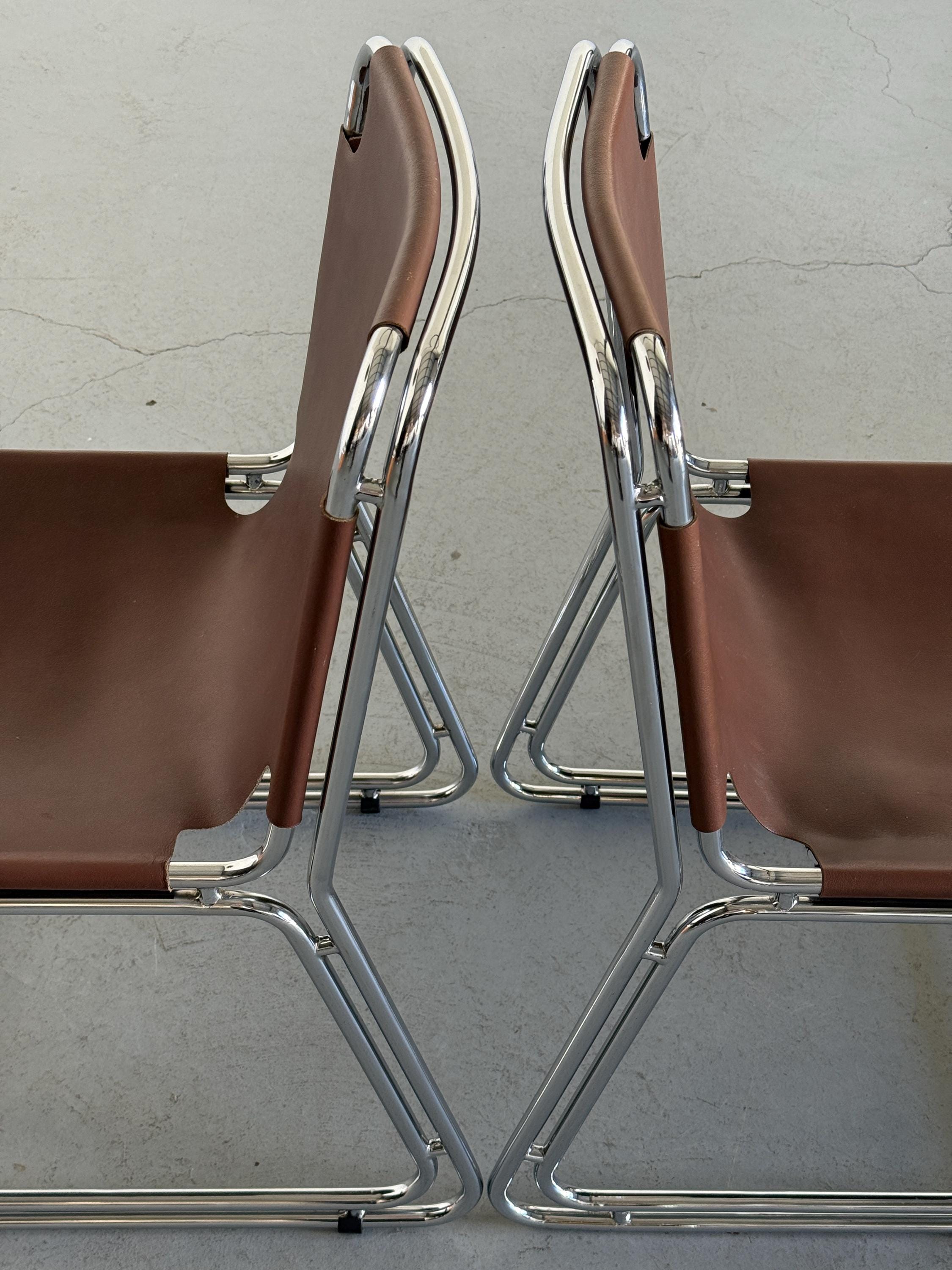 Saddle Leather Cantilever Chairs