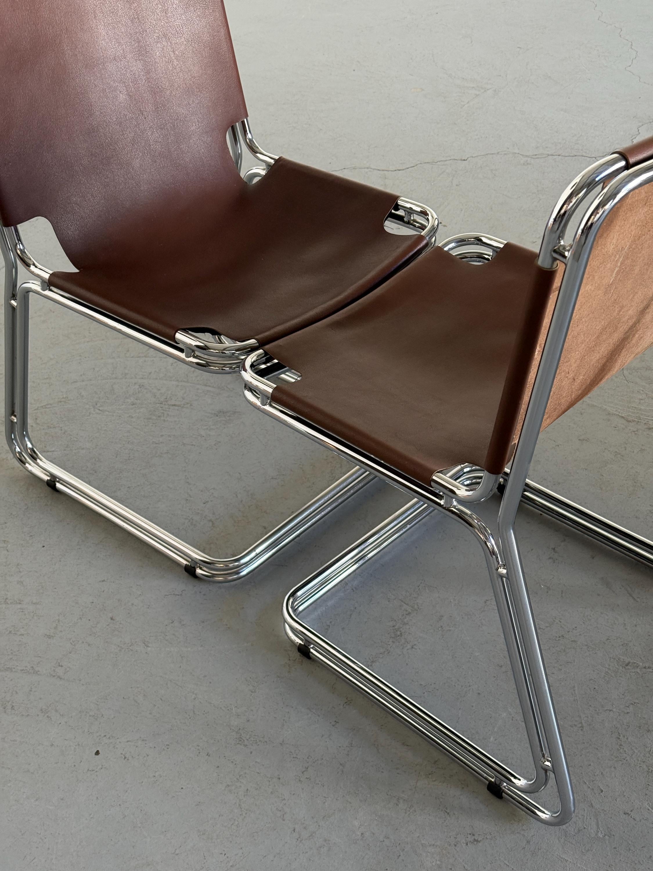 Saddle Leather Cantilever Chairs