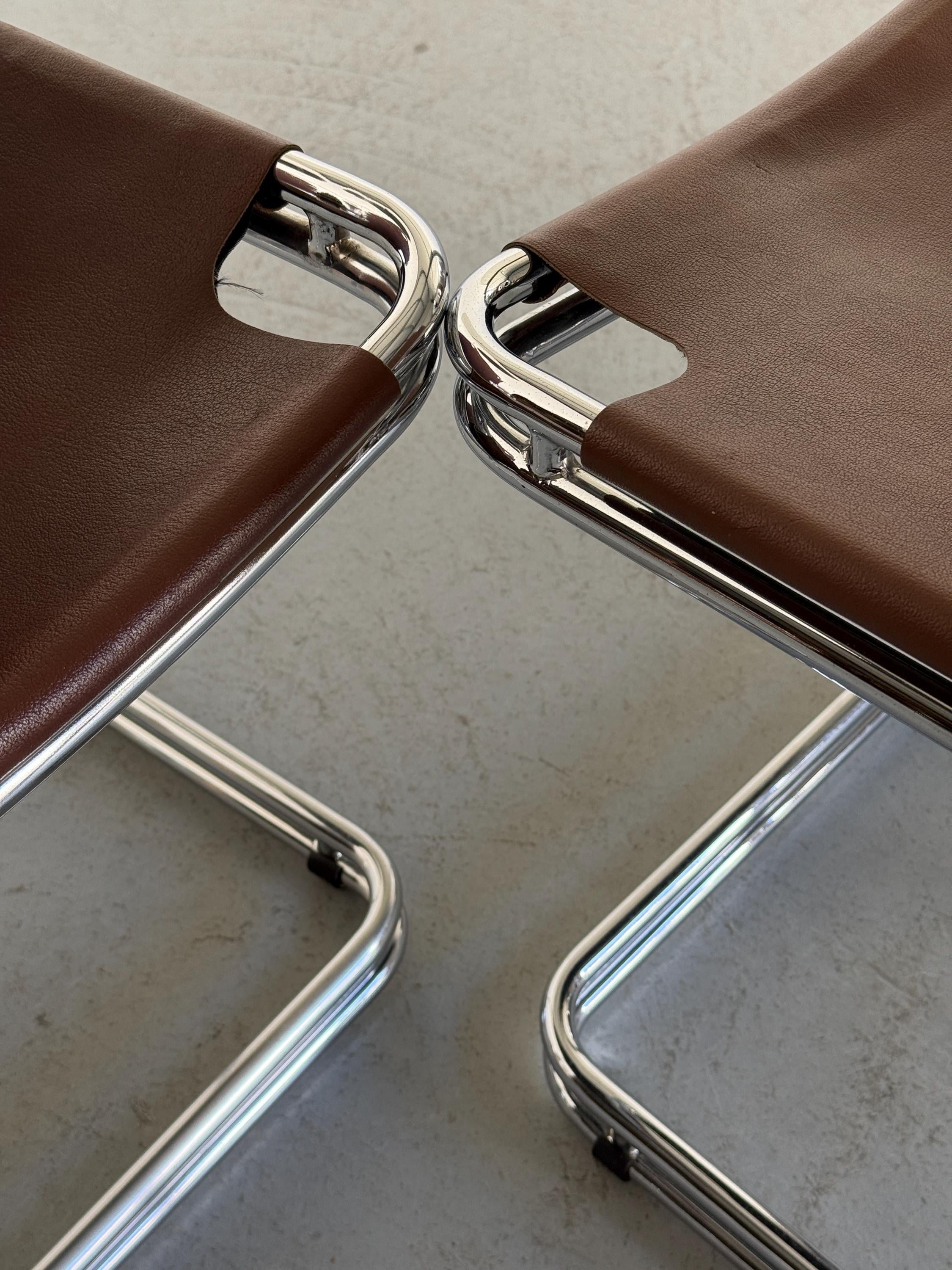 Saddle Leather Cantilever Chairs