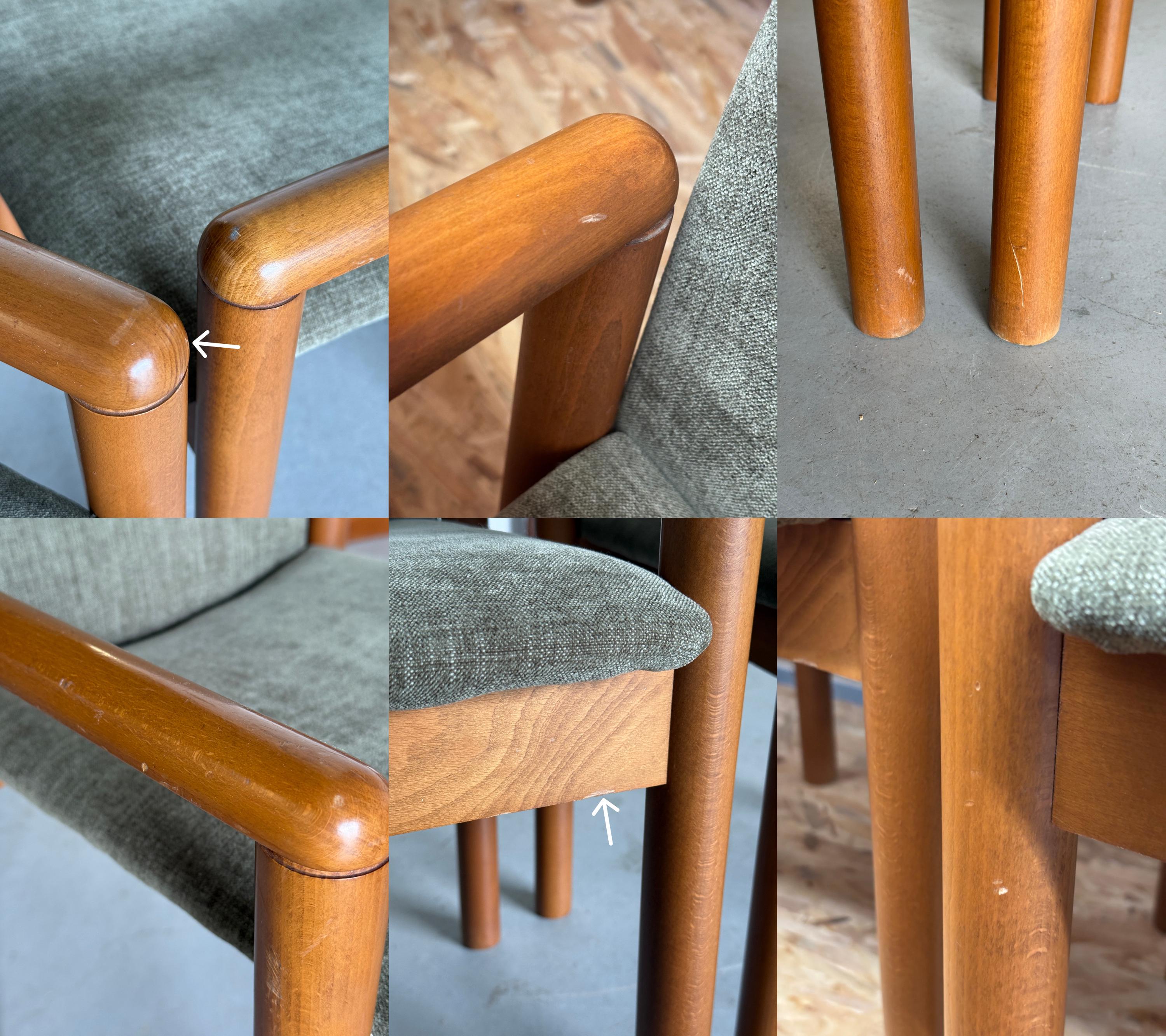 Mid-Century Solid Wood Armchairs